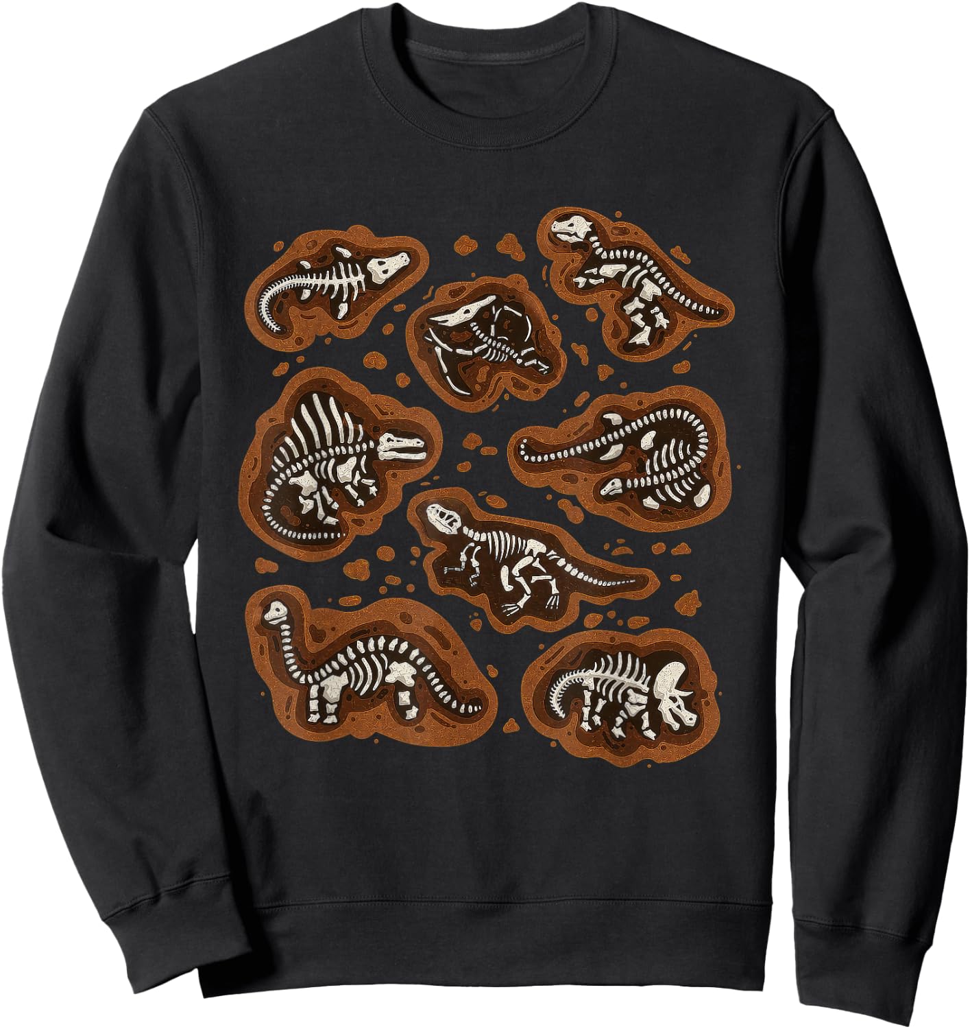 Dinosaur Skeleton Fossil Prehistoric Bones of Dinosaurs Sweatshirt - Sweatshirt | Black