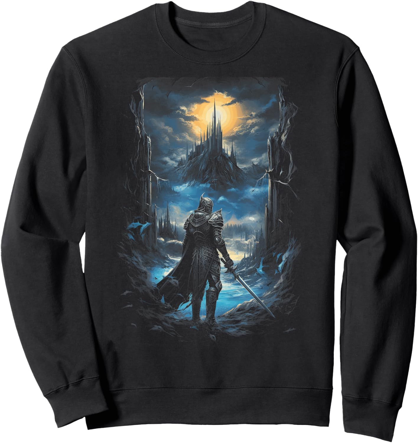 Medivival Knight Dark Dragon Epic Sorcery Gothic Fantasy Castle Magic Fairytale Mythical - -Adults, -Kids - Black - Small - - Short Sleeve - Machine Wash Sweatshirt - Sweatshirt | Black
