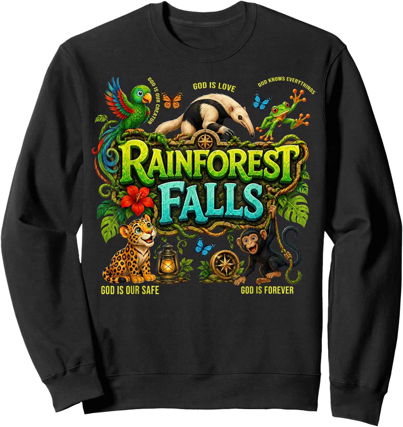 Rainforest Falls VBS 2026 Bible Christian Men Women Kids Sweatshirt - Sweatshirt | Black
