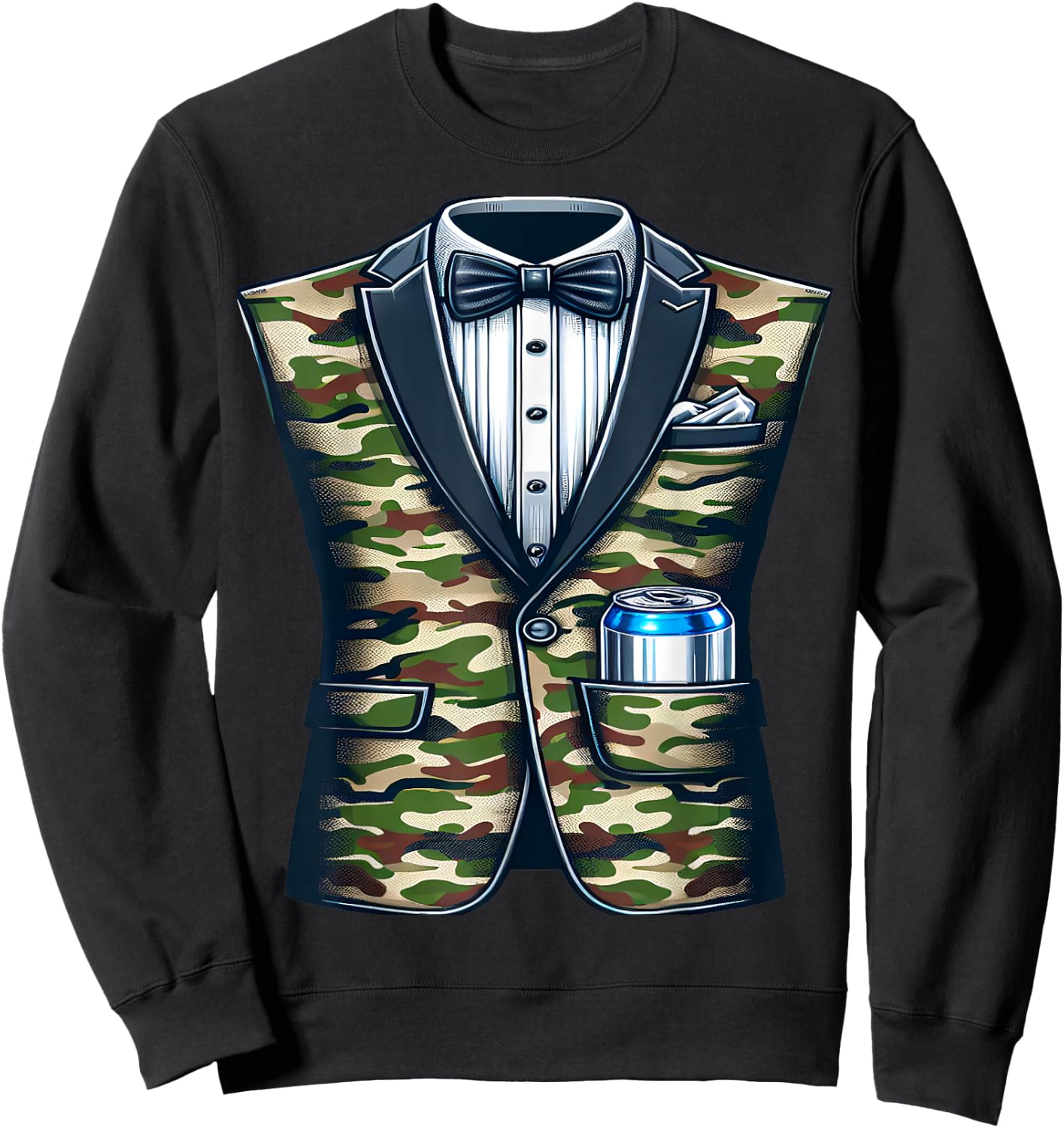 Tuxedo Camouflage with Beer Sweatshirt - Sweatshirt | Black