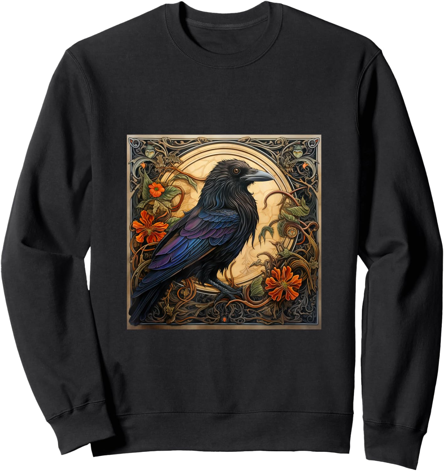 Raven Art Nouveau Abstract Sweatshirt - Sweatshirt | Black