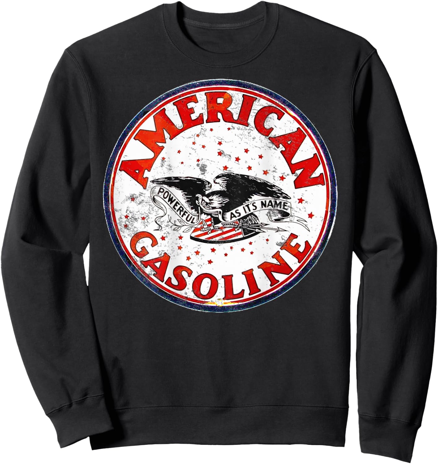 Back Only Print Retro Vintage Gas Station American Gasoline Sweatshirt - Sweatshirt | Black