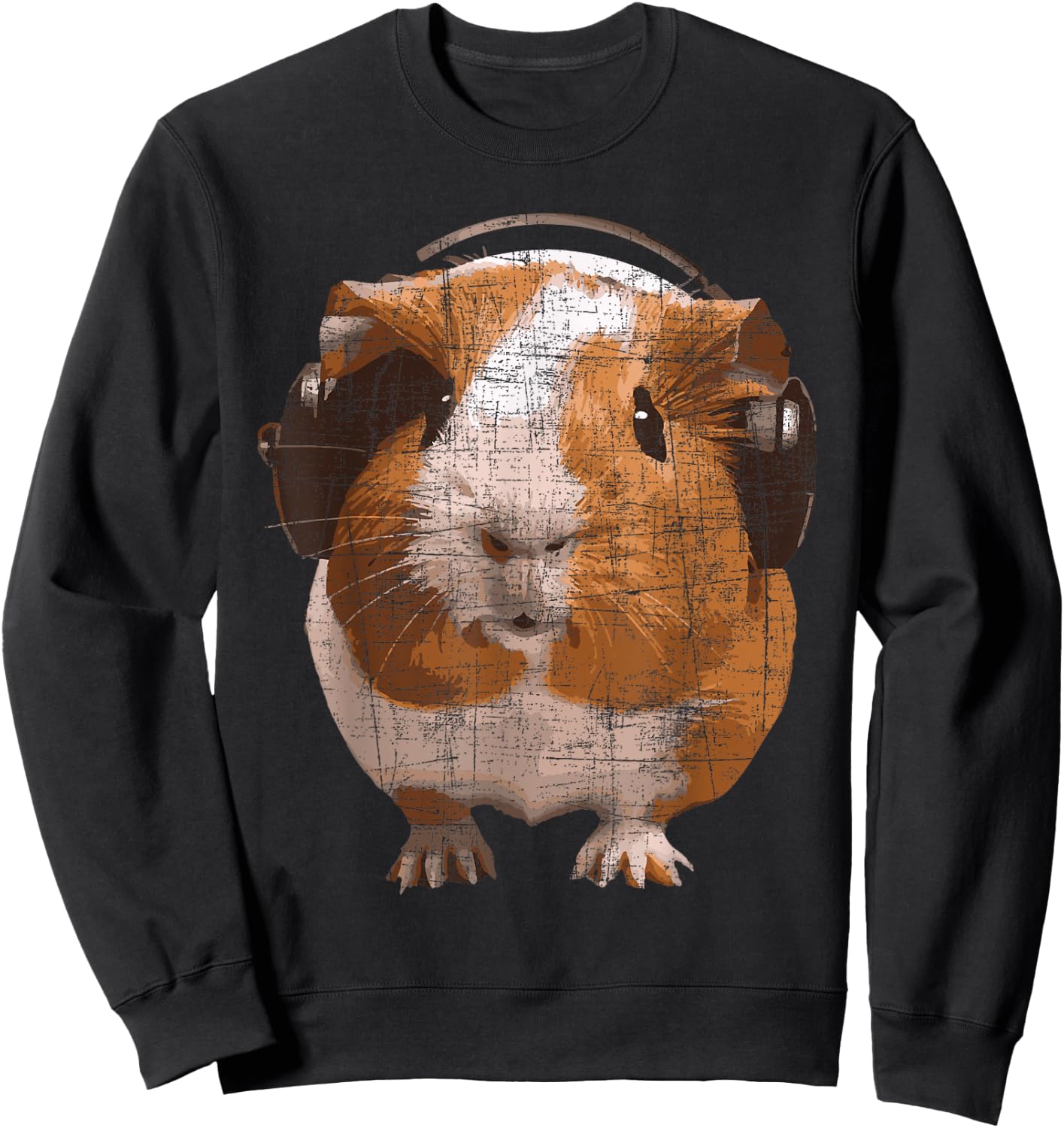 Guinea Pig With Big Headphone - Animal Rodent Lover Sweatshirt - Sweatshirt | Black