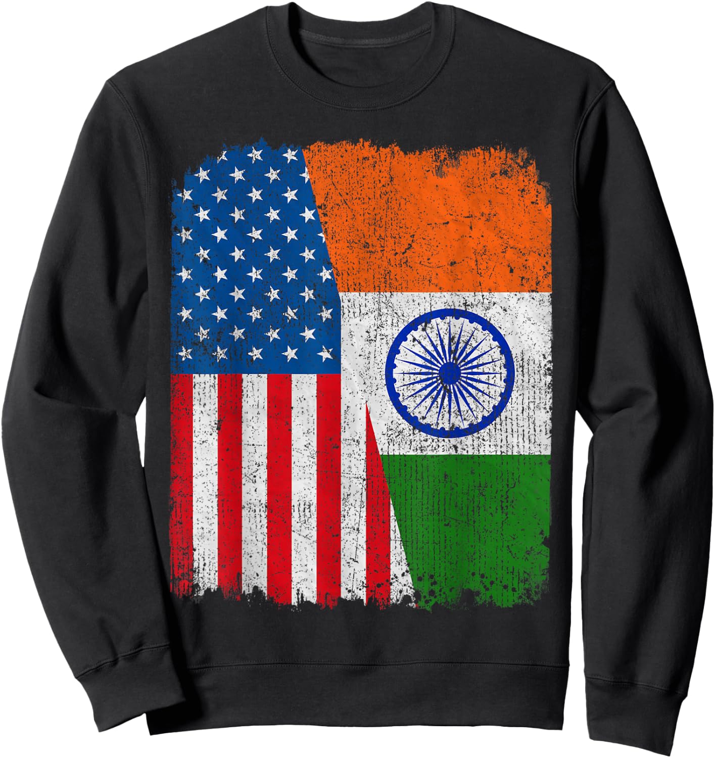 Indian American Flag Half USA India Root Proud Sweatshirt - Sweatshirt | Black