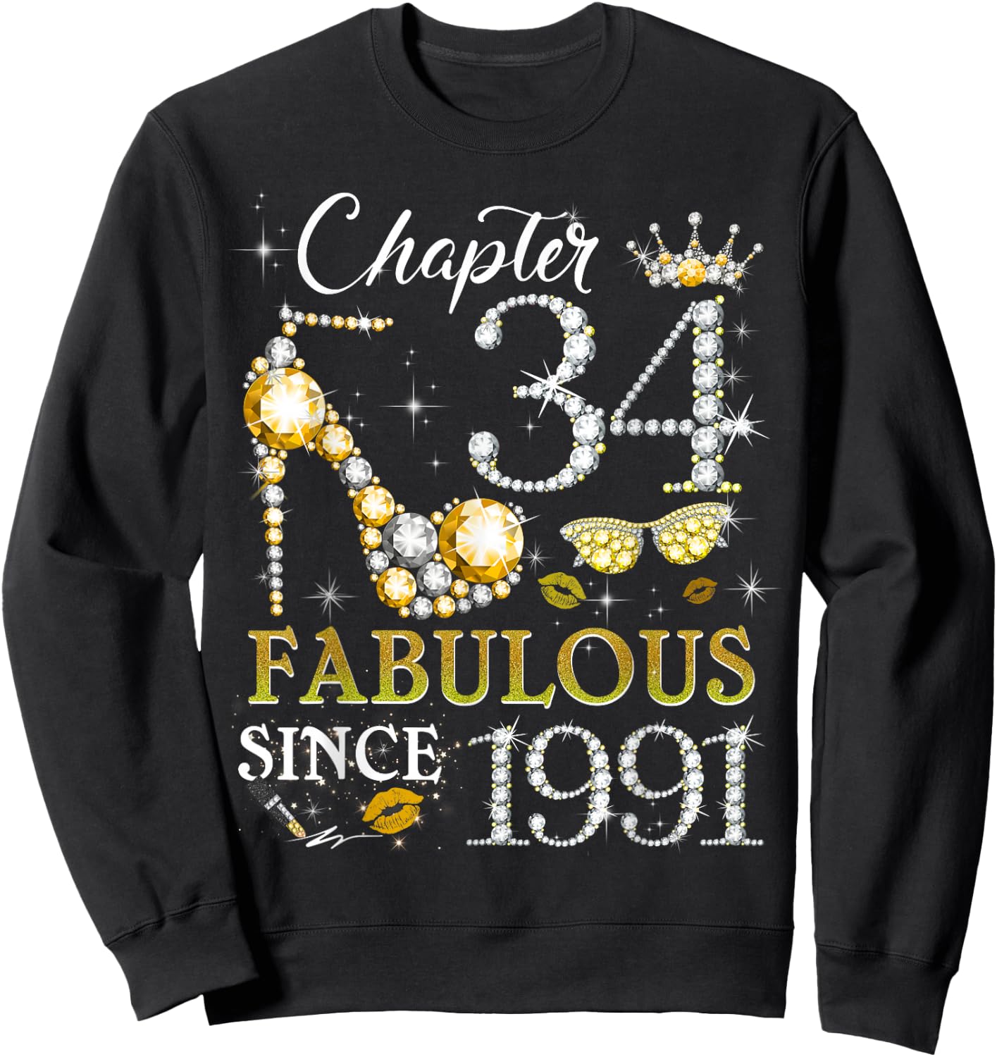 Women's Chapter 34 Fabulous Since 1991 34th Birthday Queen Sweatshirt - Sweatshirt | Black