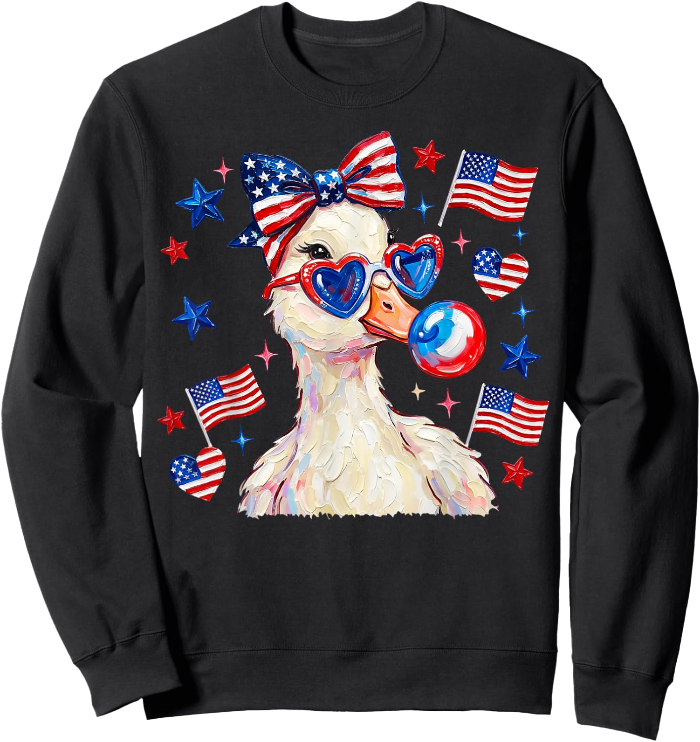 Patriotic Goose Chill the Fourth Out Bubble Gum 4th of July Sweatshirt - Sweatshirt | Black