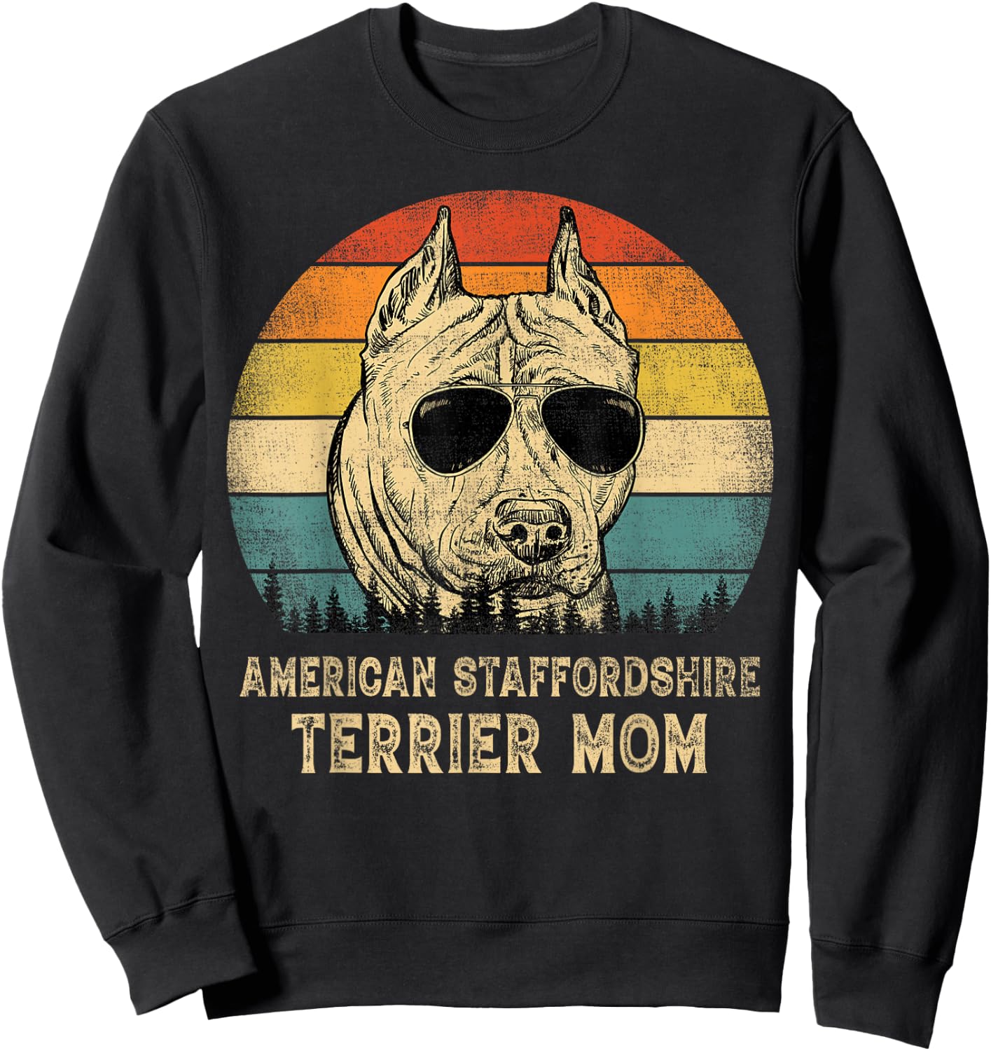 Vintage American Staffordshire Terrier Mom Dog Mother's Day Sweatshirt - Sweatshirt | Black