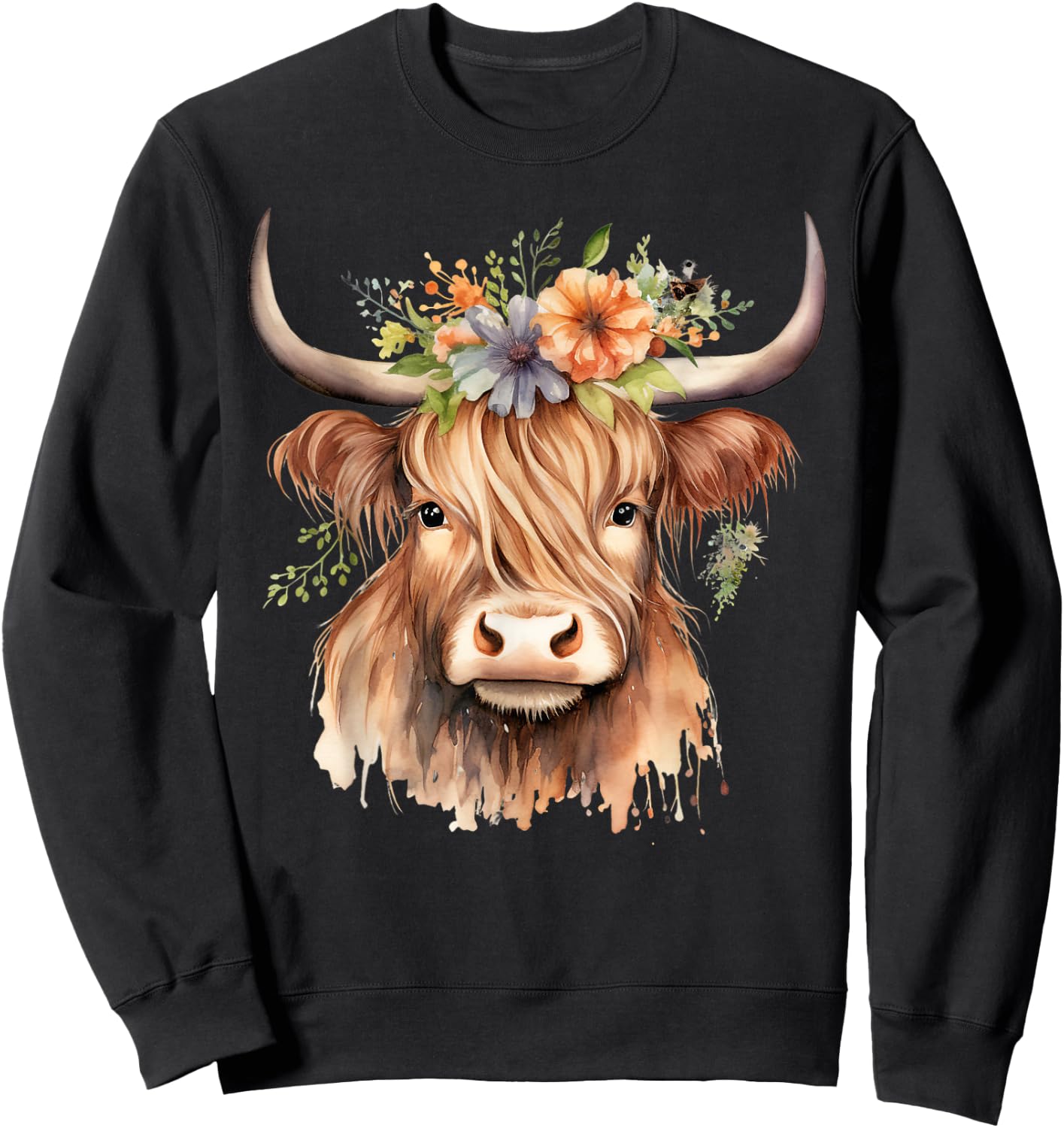 Cow, Scottish Highland Cow, Western Wear, Highland Cow Sweatshirt - Sweatshirt | Black