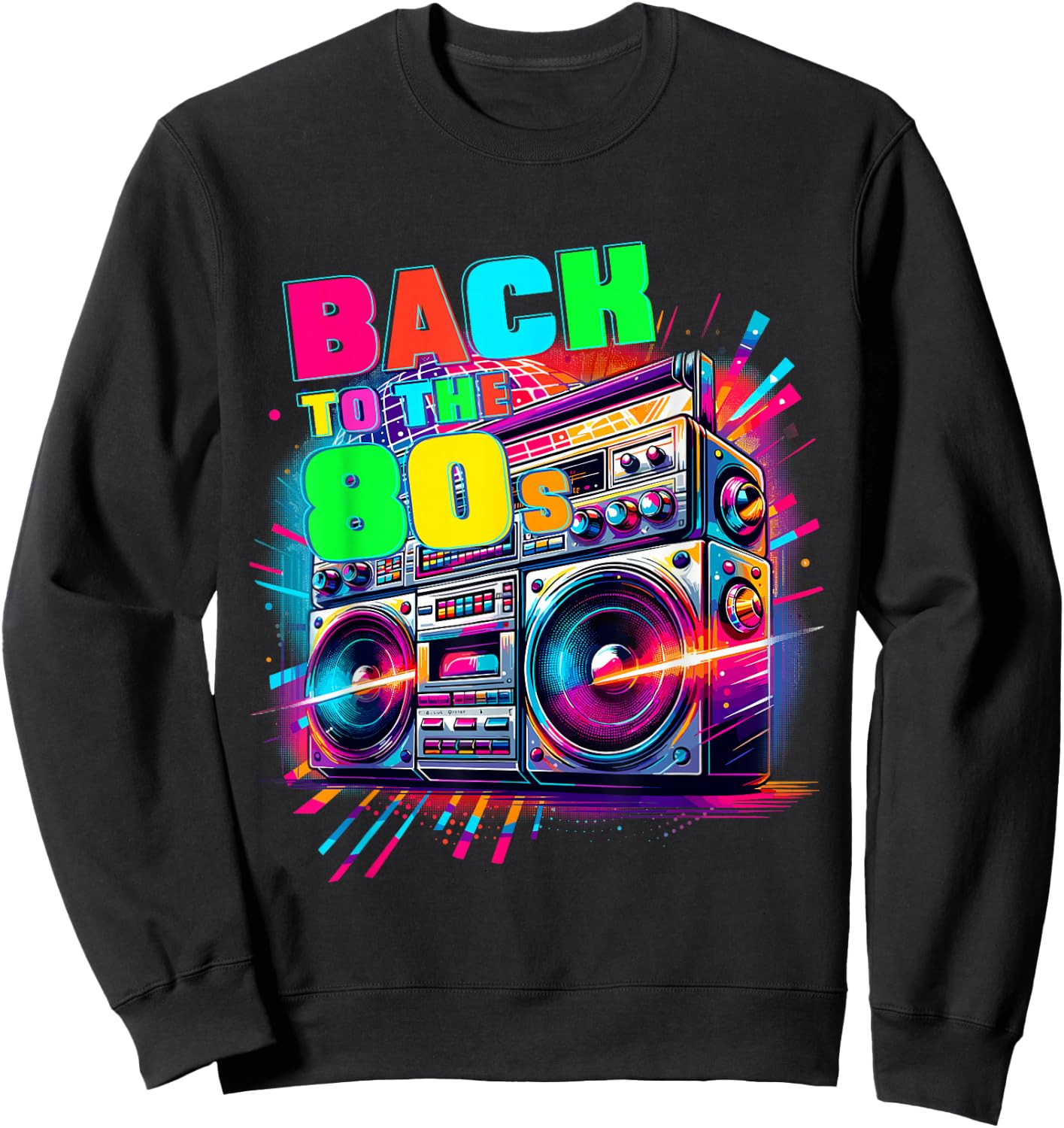Back To The 80s Party Carnival Costume Fancy Dress 80s , black Sweatshirt - Sweatshirt | Black