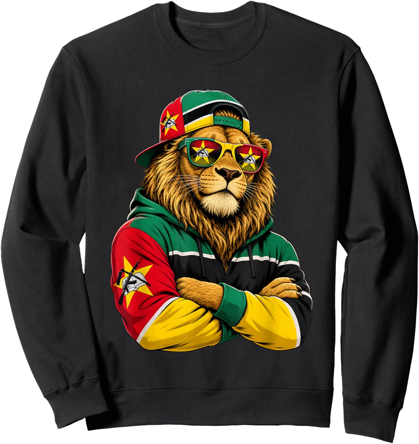 Country National Pride Mozambique Lion Flag Sweatshirt - Sweatshirt | Black