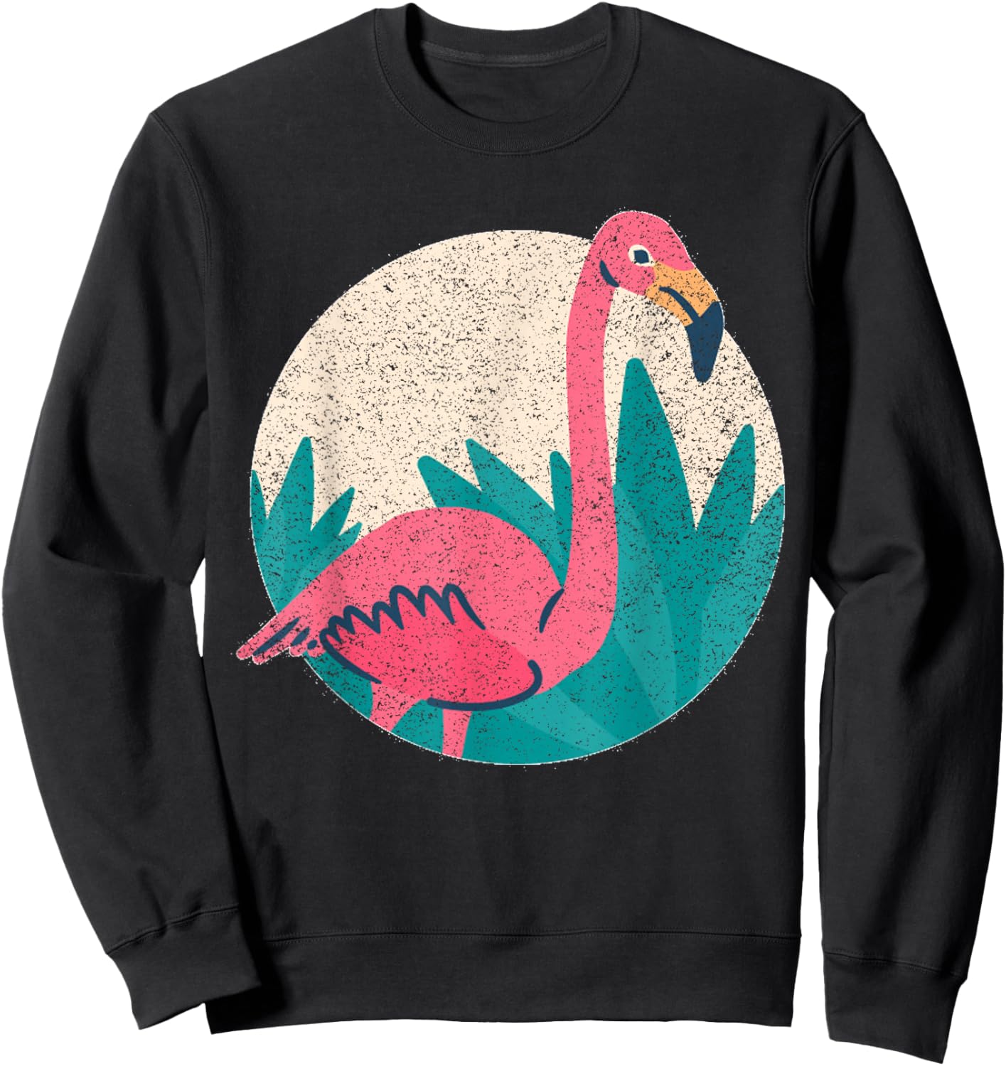 Vintage Flamingo - Distressed Vintage Style Animal T Sweatshirt - Sweatshirt | Black