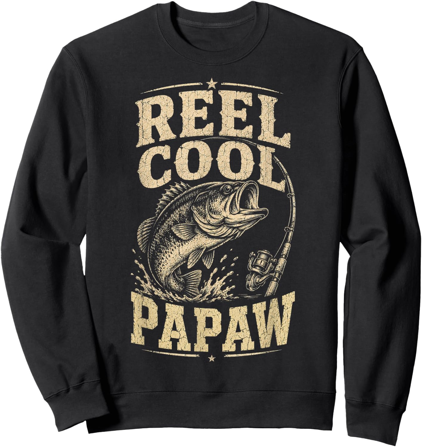 Reel Cool Papaw Grandpa Funny Fathers Day Vintage Style Sweatshirt - Sweatshirt | Black
