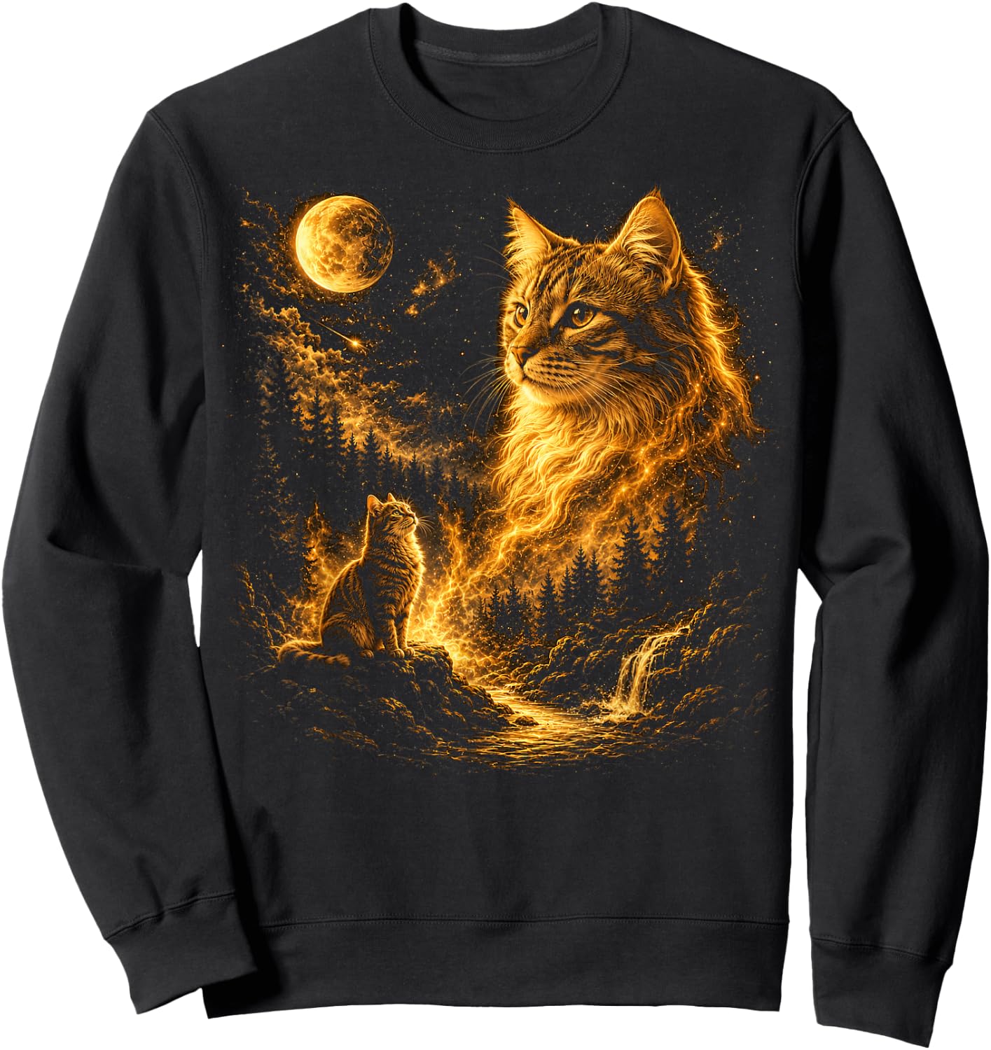 Cat Men Kids Boys Cute Cat Dad Vintage Sweatshirt - Sweatshirt | Black