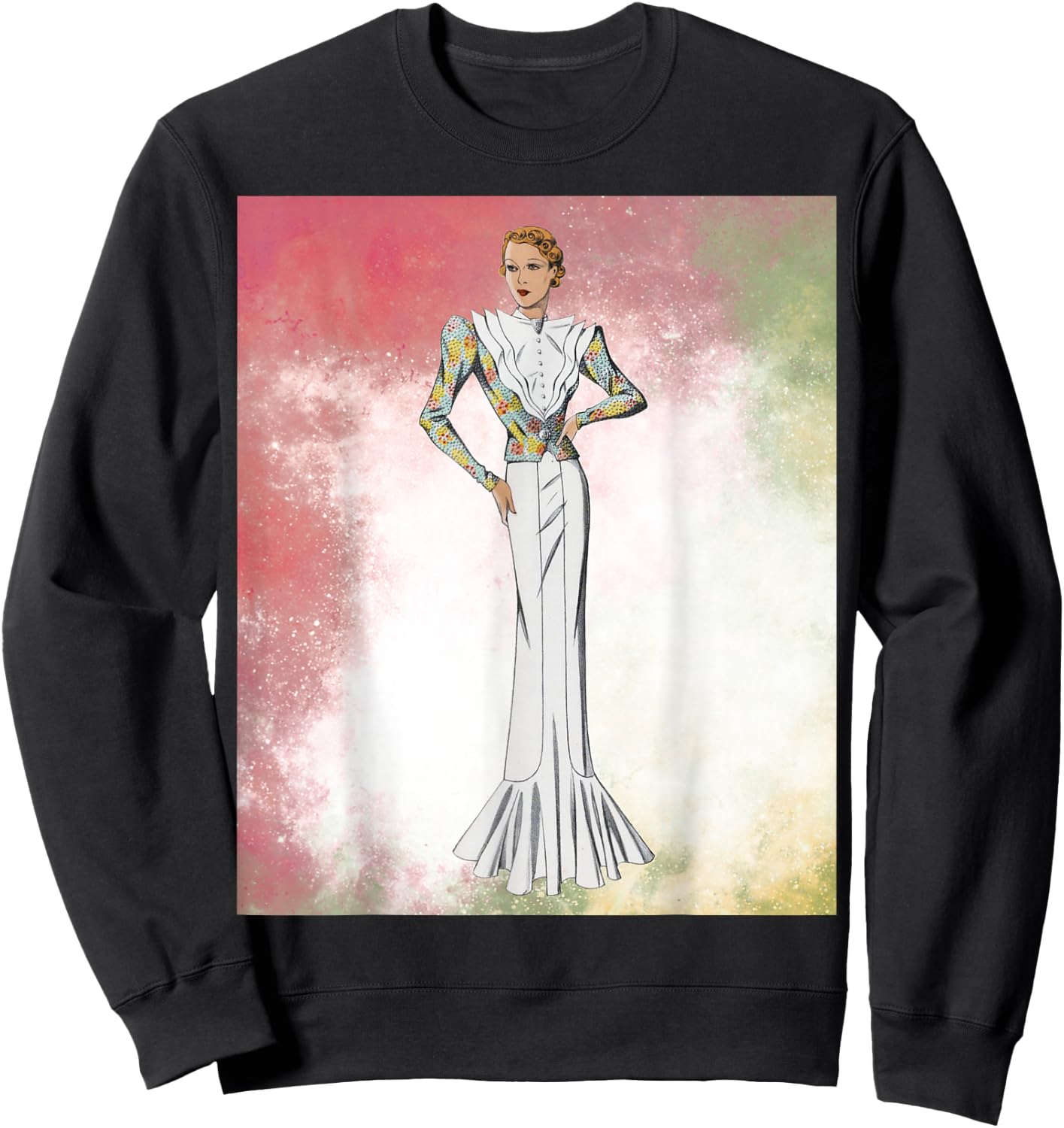 Vintage 1930's Fashion Design Sweatshirt - Sweatshirt | Black