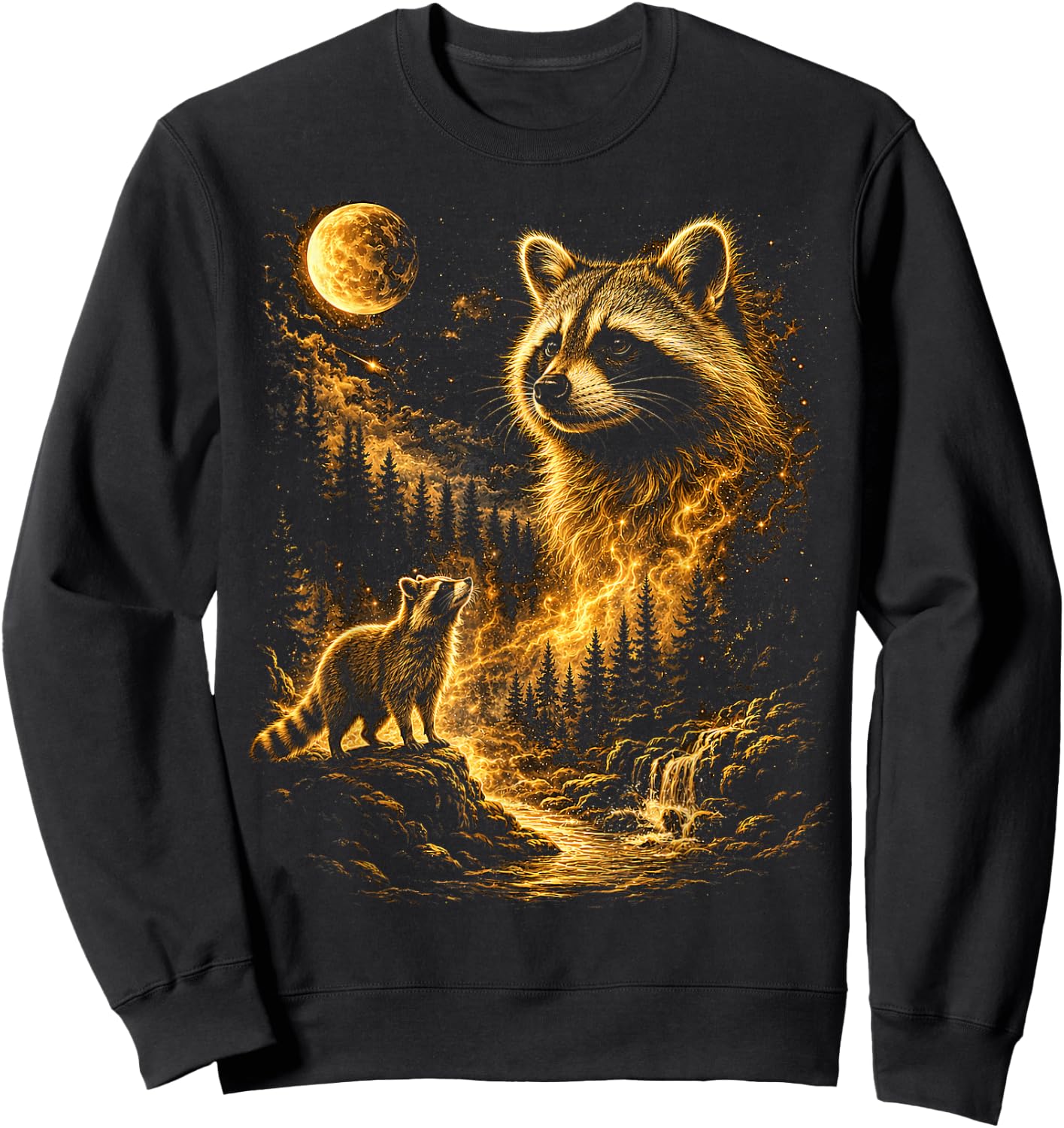 Cute Raccoon Boys Men Vintage Trash Panda Animal Sweatshirt - Sweatshirt | Black