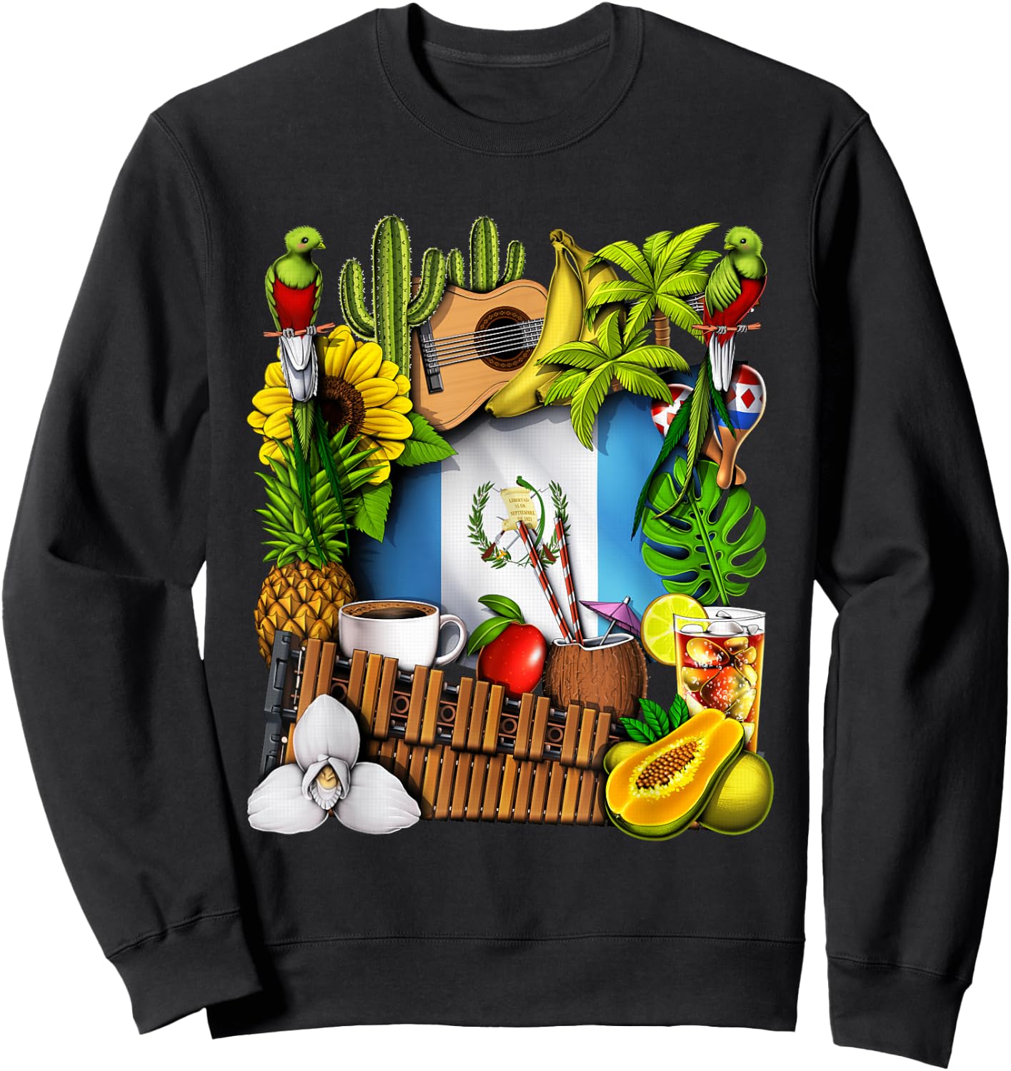 Guatemala Flag Quetzal Bird Guatemalan Heritage Roots Sweatshirt - Sweatshirt | Black