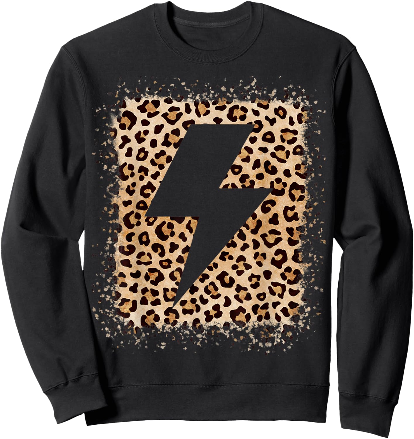 Animal Leopard Cheetah Print Bolt Lightning Sweatshirt - Sweatshirt | Black