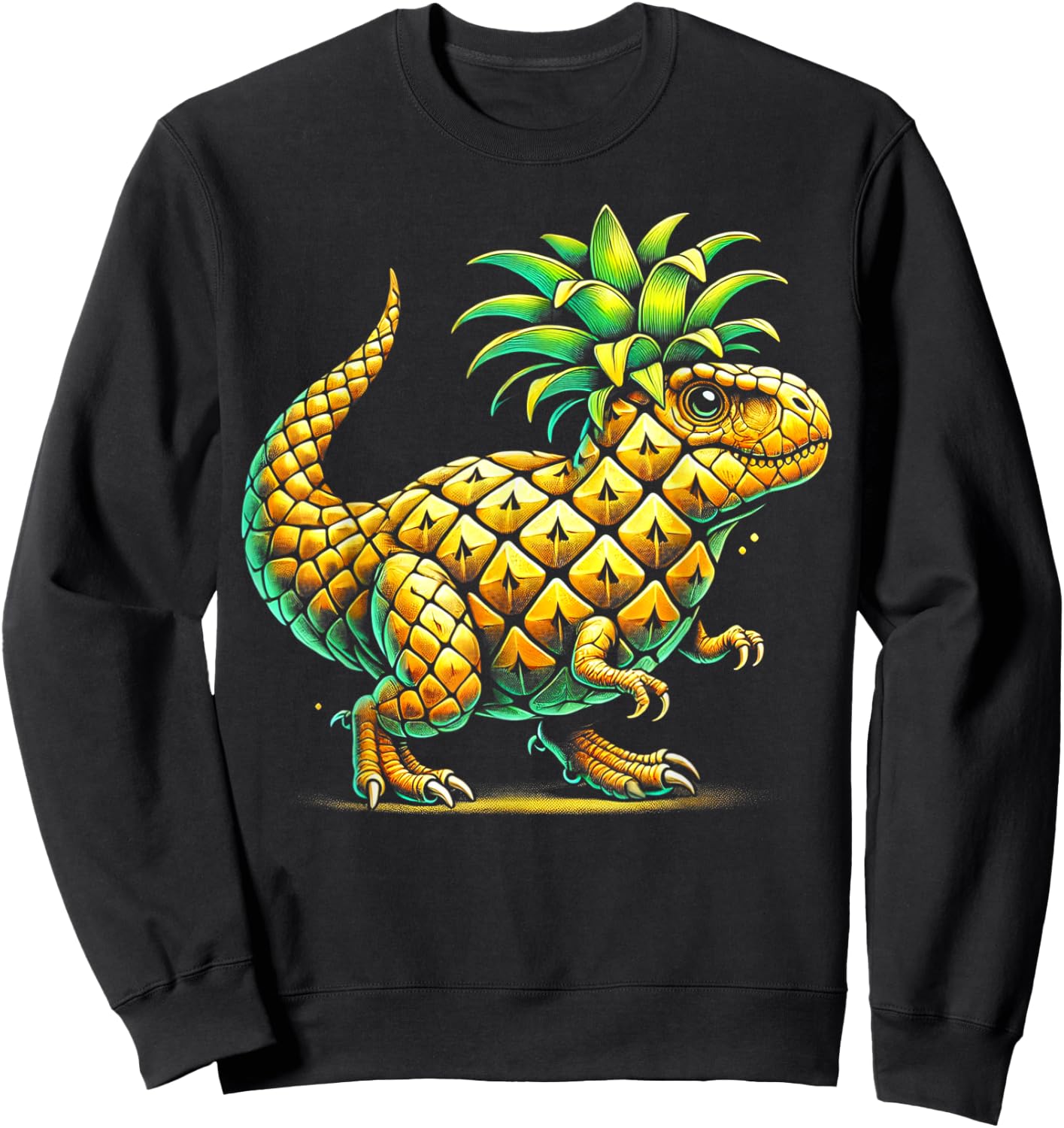 Pineapple Dinosaur Hybrid Funny Sweatshirt - Sweatshirt | Black