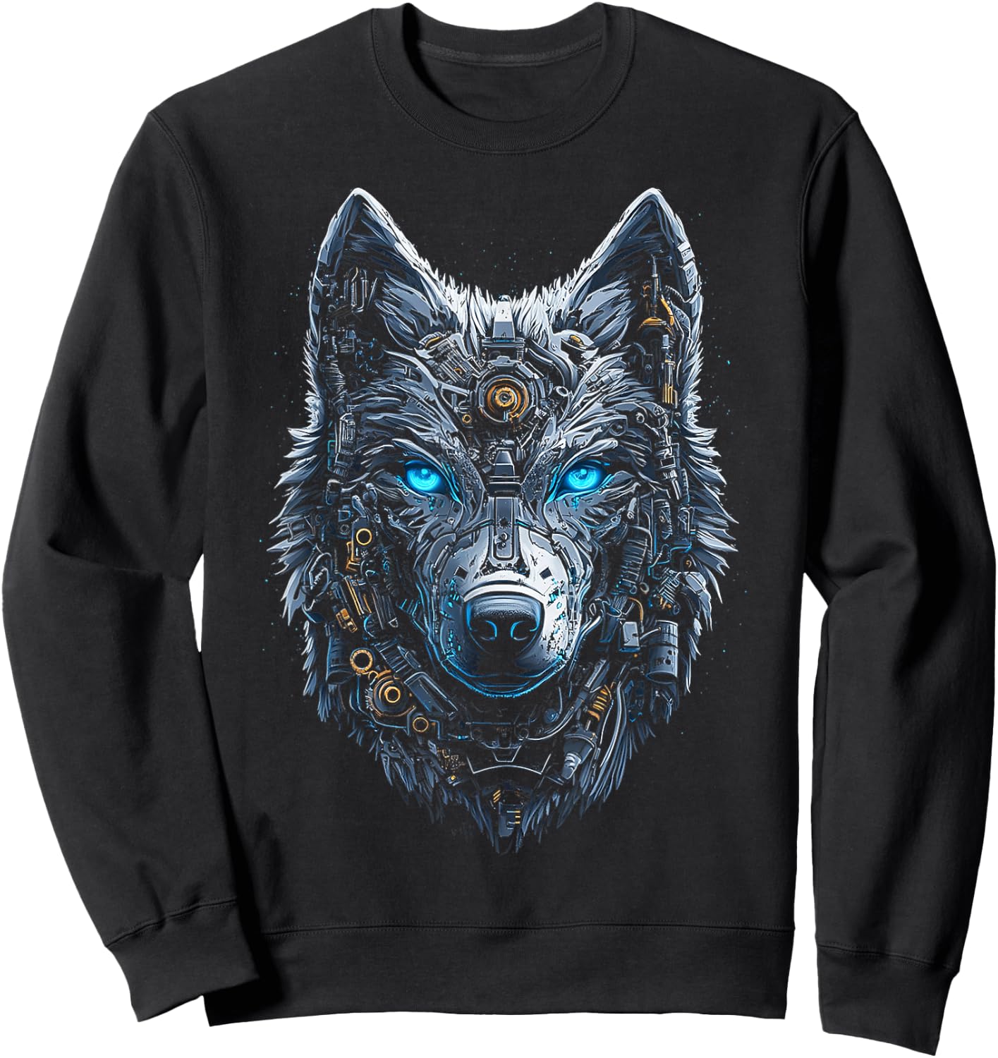 Wolf Animal Graphic Blue Eyes Art Wolf Sweatshirt - Sweatshirt | Black