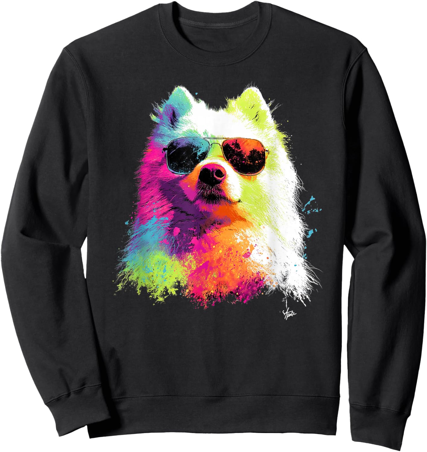 Colorful Samoyed Dad Funny Dog Lover Father's Day Men Women Sweatshirt - Sweatshirt | Black