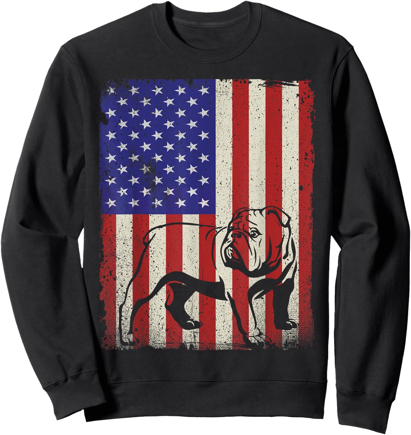 American Flag Best English Bulldog Dad Ever Dog Dad Women Kids Men Sweatshirt - Sweatshirt | Black