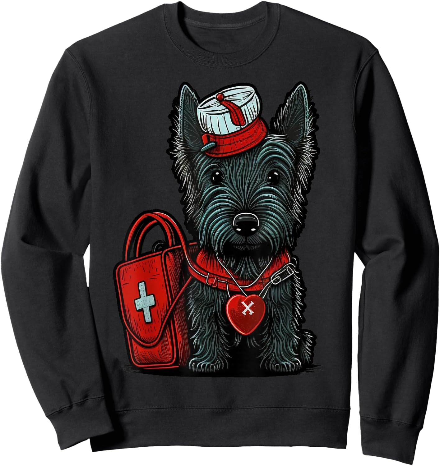 Medical Nursing Scottie on Nurse Scottish Terrier Sweatshirt - Sweatshirt | Black