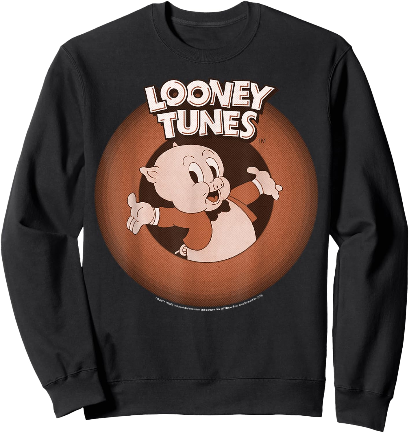 Looney Tunes Porky Pig Classic Logo Portrait Sweatshirt - Sweatshirt | Black