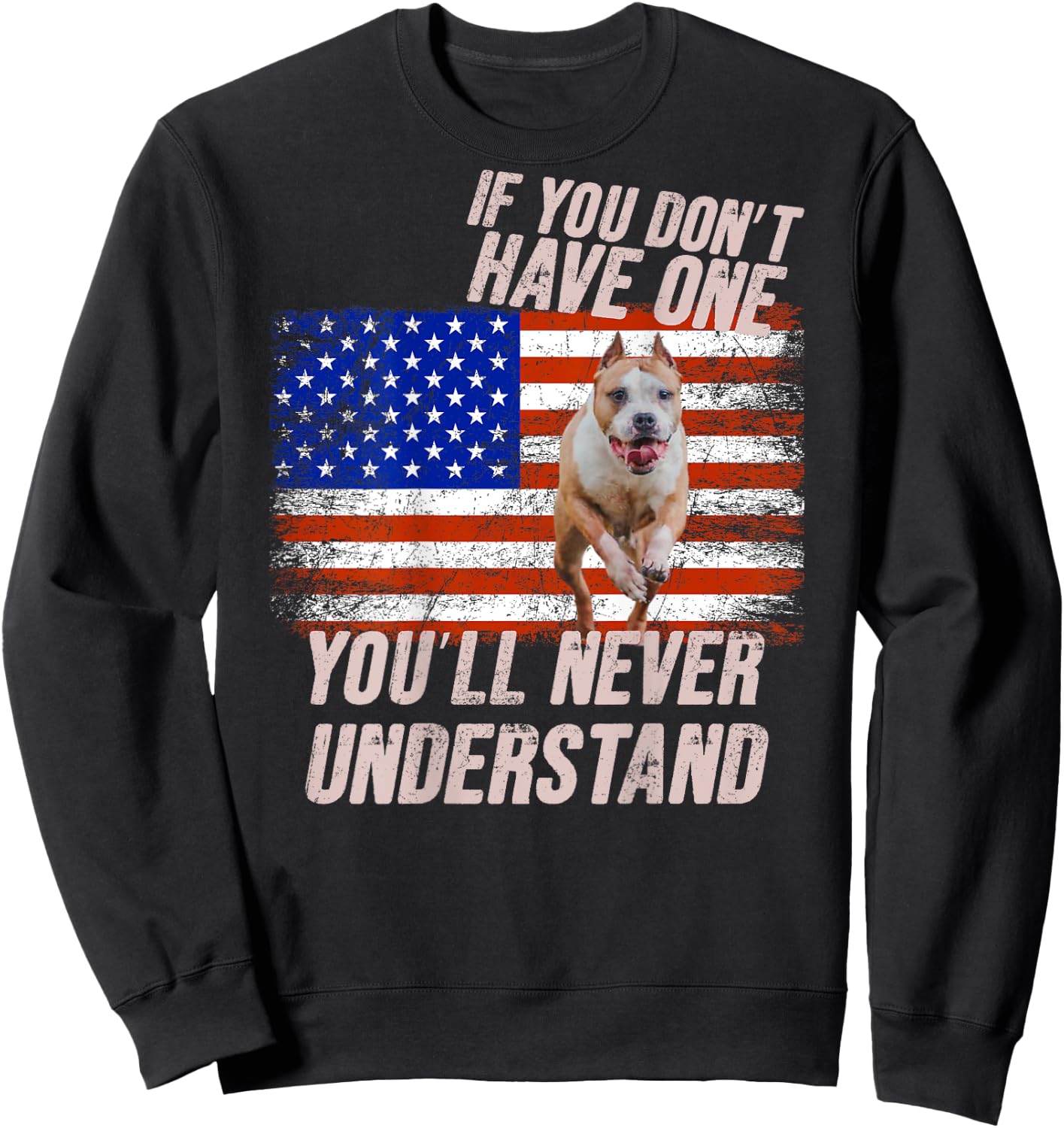 Funny Pitbull USA Shirt Pitbull Lover Gift Retro Pit Sweatshirt - Sweatshirt | Black