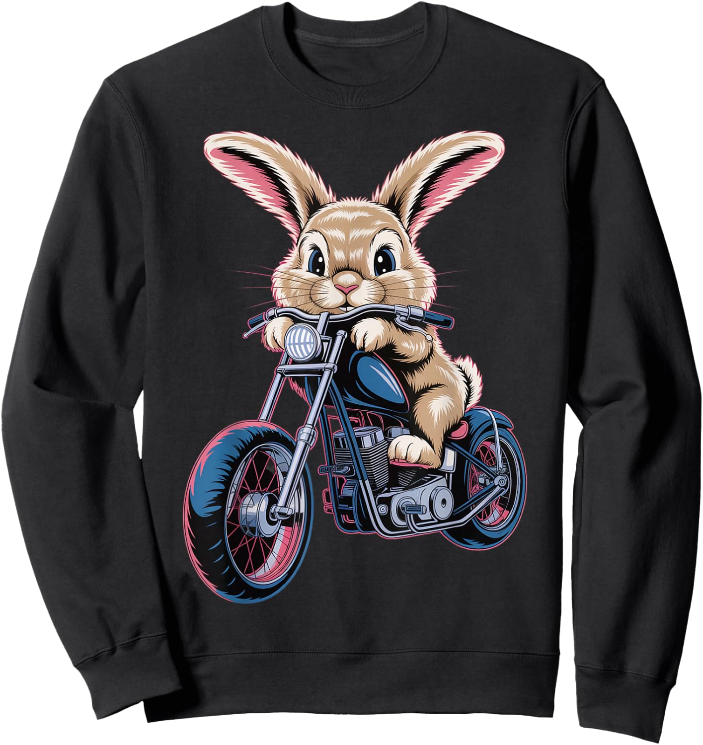 Cute Bunny On Motorcycle Sweatshirt - Sweatshirt | Black