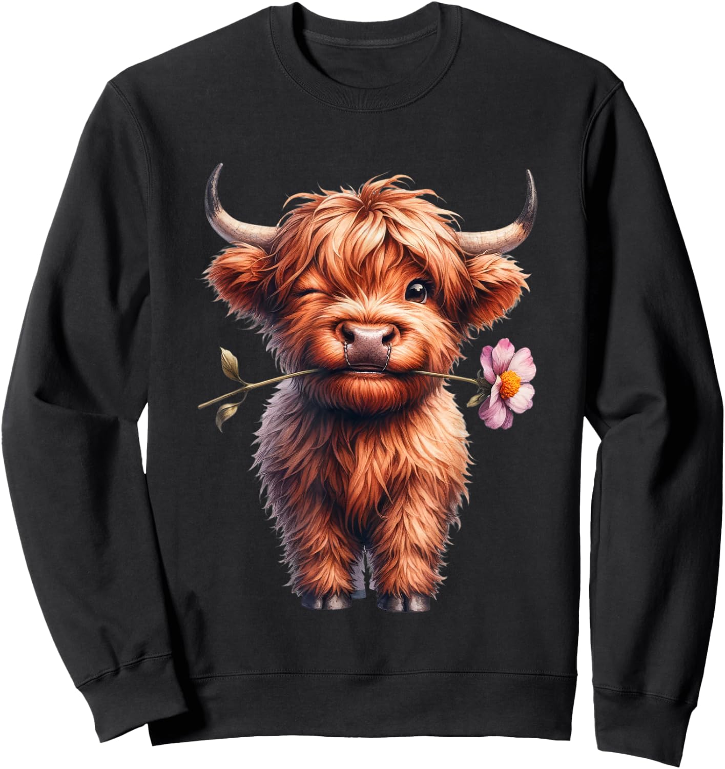 Cow, Scottish Highland Cow, Western Wear, Highland Cow Sweatshirt - Sweatshirt | Black