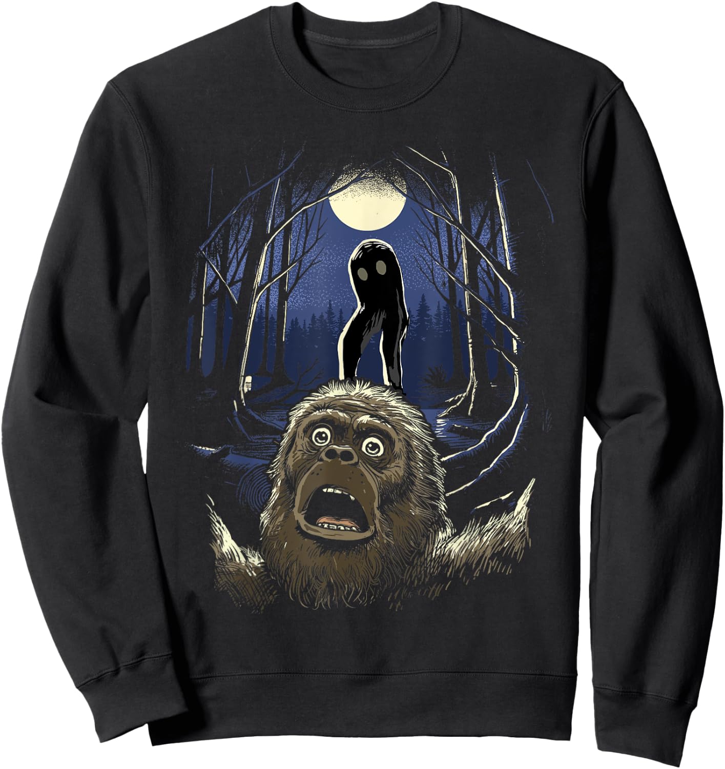 Scared Bigfoot Selfie Bigfoot With Fresno Monster Cryptid Sweatshirt - Sweatshirt | Black