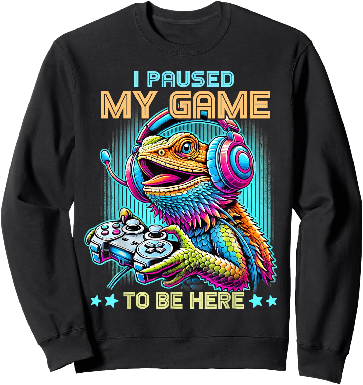 I Paused My Game To Be Here Bearded Dragon Video Games Retro Sweatshirt - Sweatshirt | Black