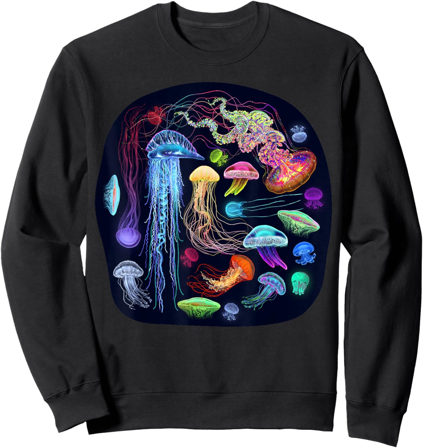 Dzydaria Bioluminescent glowing jellyfish, sea creatures, version II , Small Sweatshirt - Sweatshirt | Black