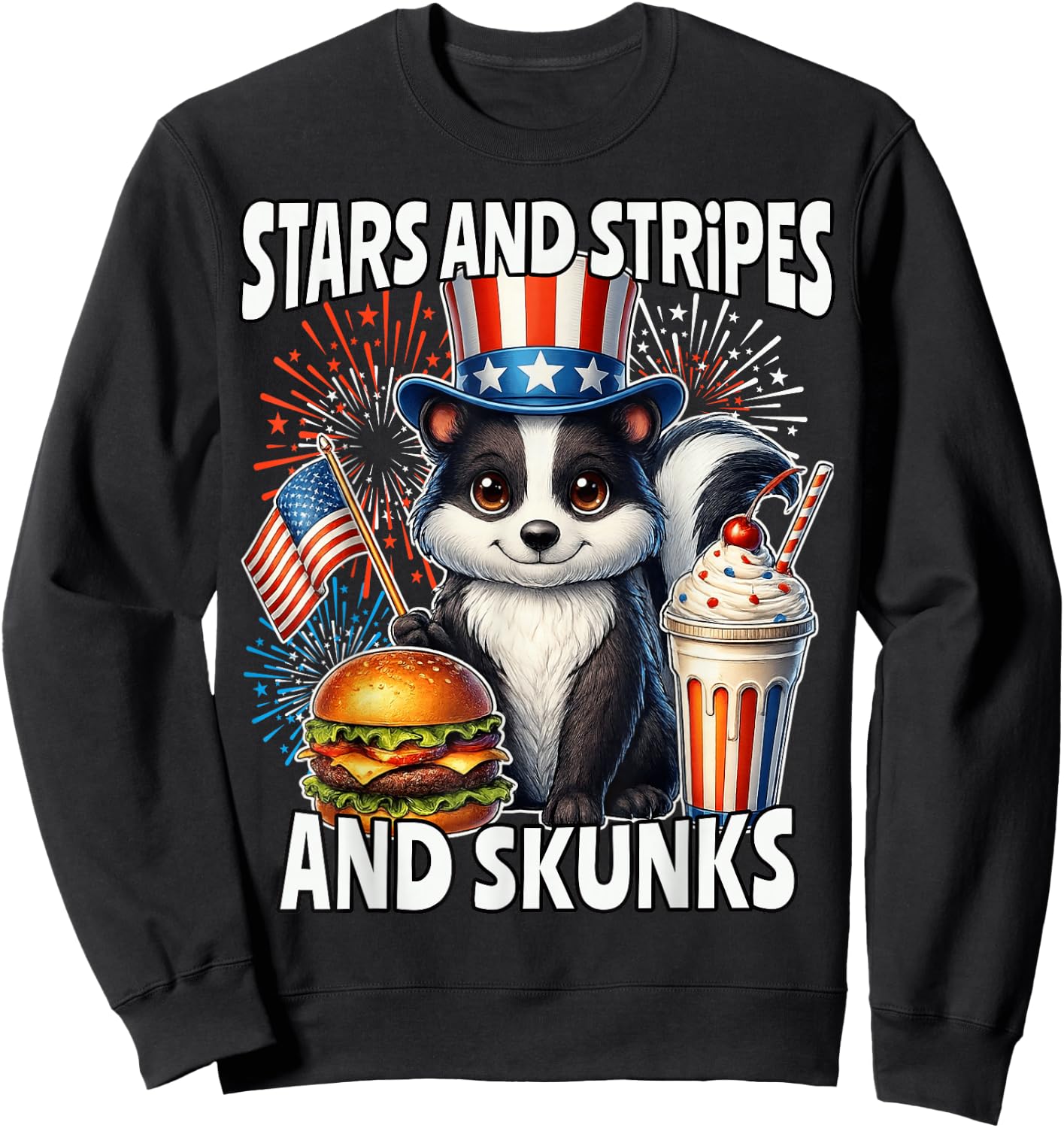 Skunk 4th of July American Skunk 250 Sweatshirt - Sweatshirt | Black