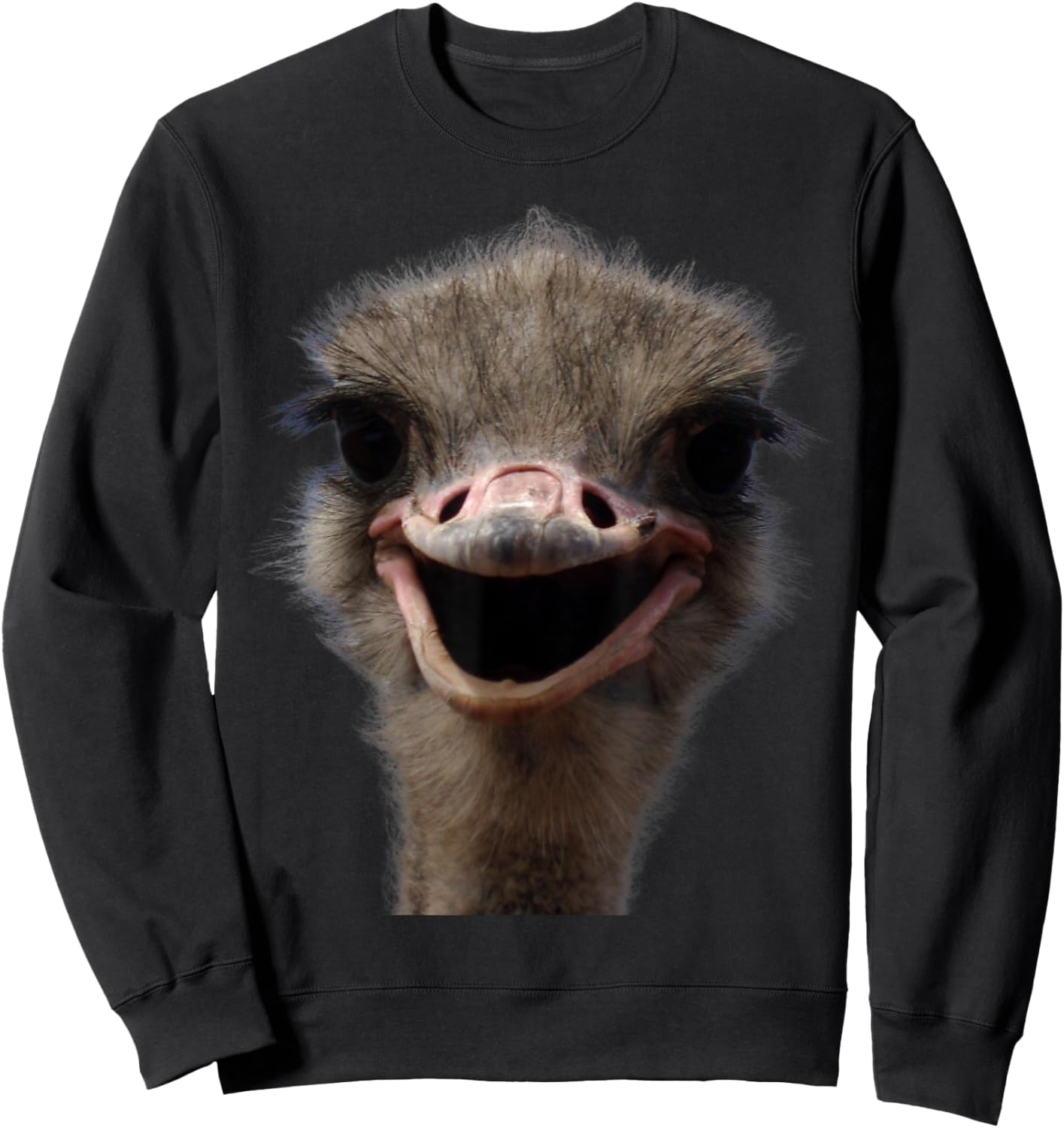 Funny Ostrich Head, Safari Bird Lover Funny Ostrich Sweatshirt - Sweatshirt | Black