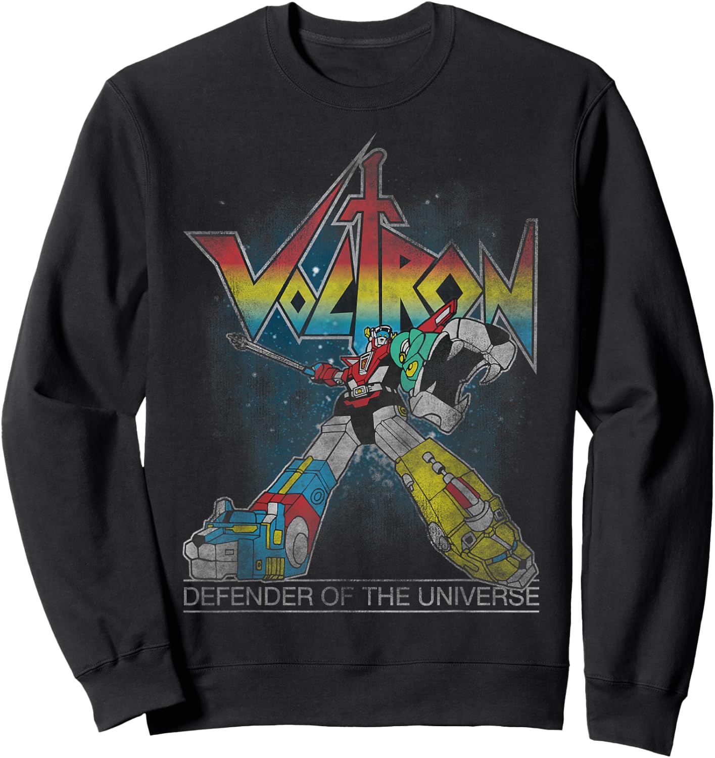 Voltron Retro Defender Rainbow Graphic Sweatshirt - Sweatshirt | Black