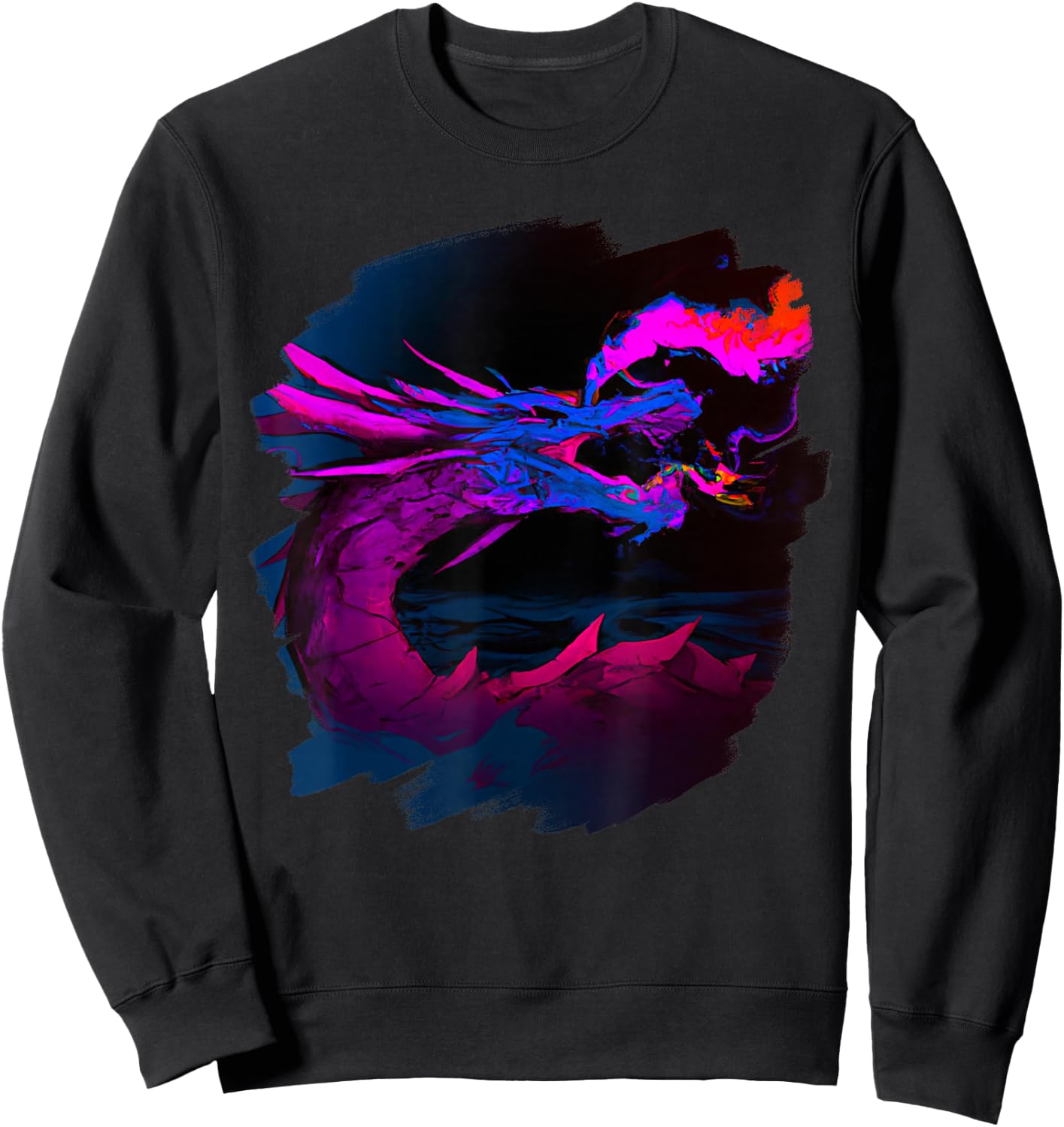 Cool Artistic Dragon Breathing Magic Fire Mythical Dragons Sweatshirt - Sweatshirt | Black