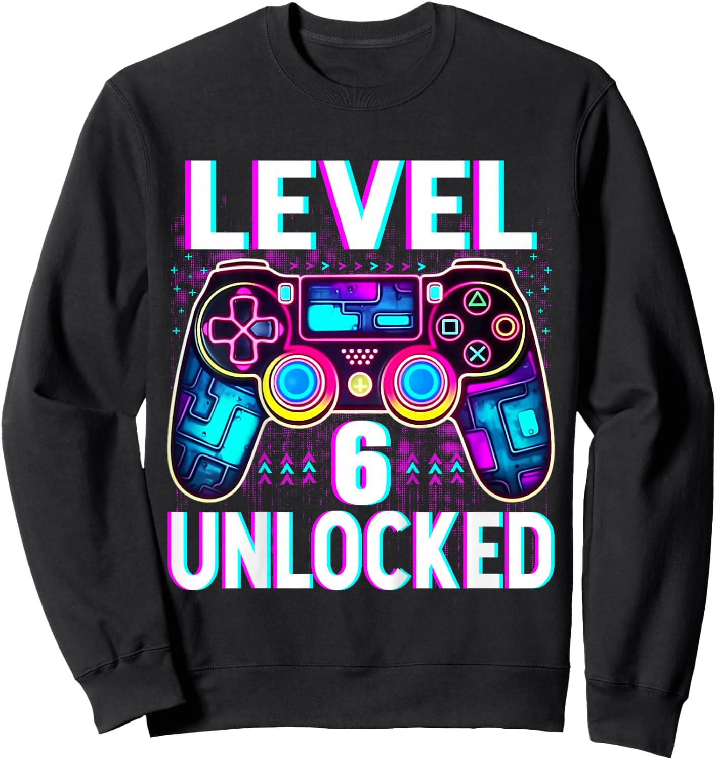 Kids Level 6 Unlocked Shirt Funny Video Gamer Geek 6th Birthday Sweatshirt - Sweatshirt | Black