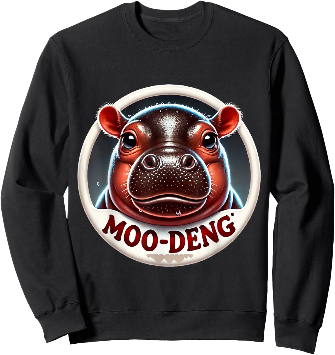 Moo Deng Hippo Funny Halloween Costume Sweatshirt - Sweatshirt | Black