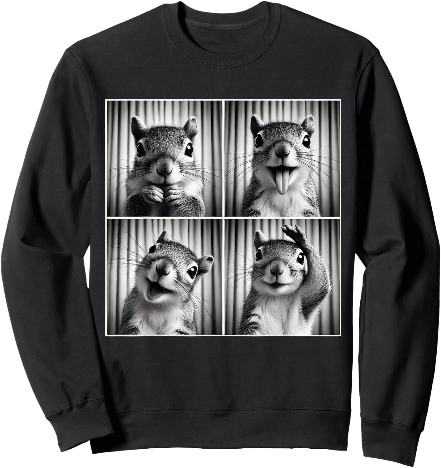 Cute Squirrel Selfie Photo Funny Photobooth Squirrel Lover Sweatshirt - Sweatshirt | Black