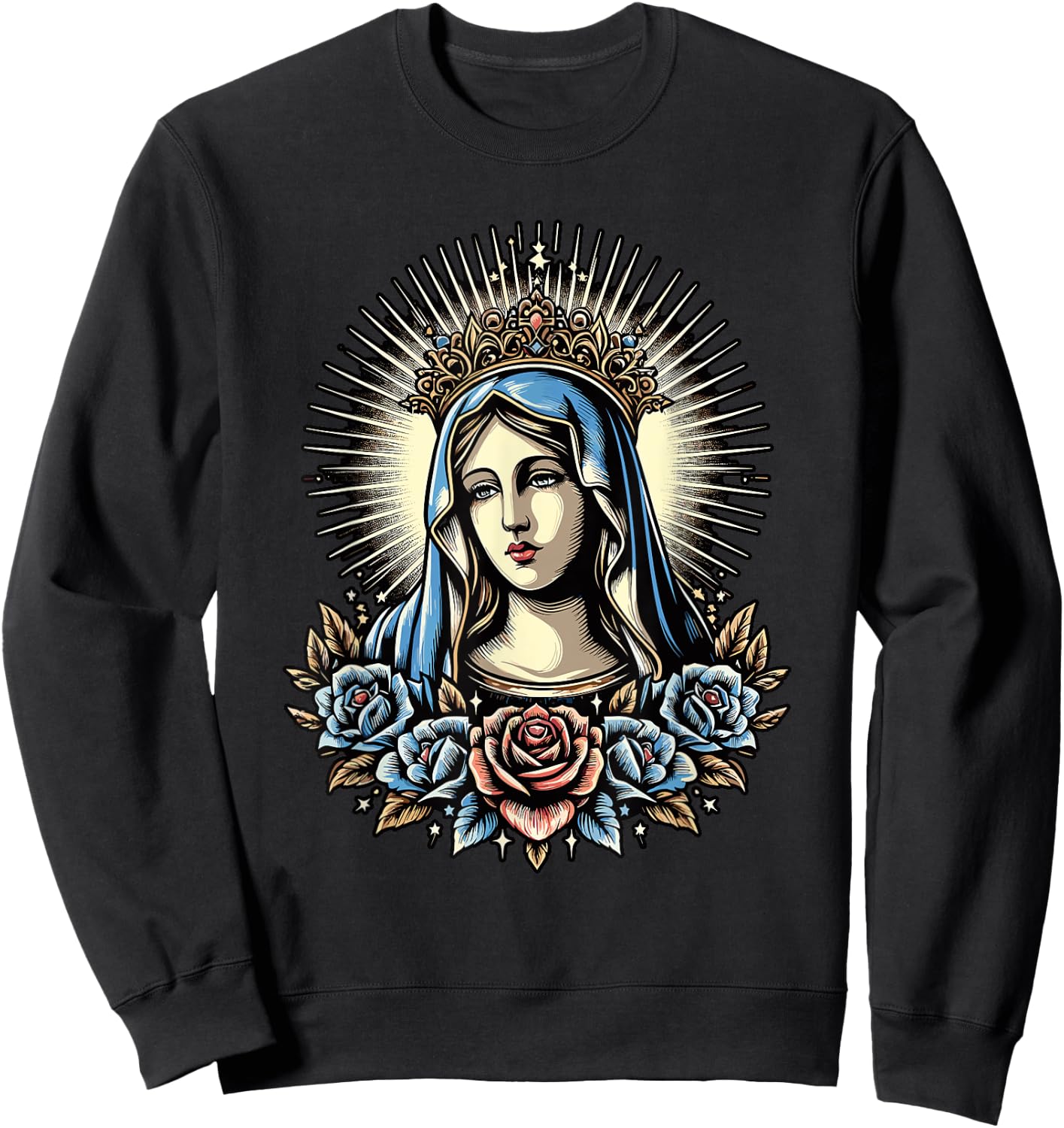 Virgin Mary Religious Art Spiritual Devotion Sweatshirt - Sweatshirt | Black