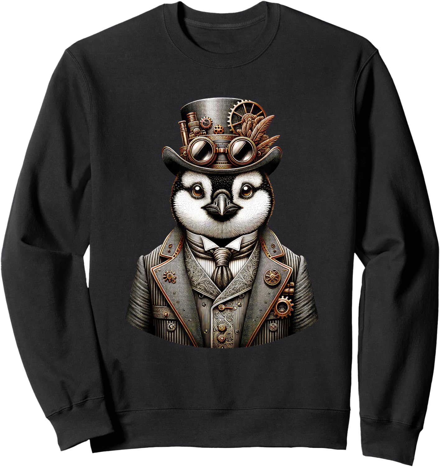 Steampunk Penguin Women Men Kids Steampunk Penguin Sweatshirt - Sweatshirt | Black