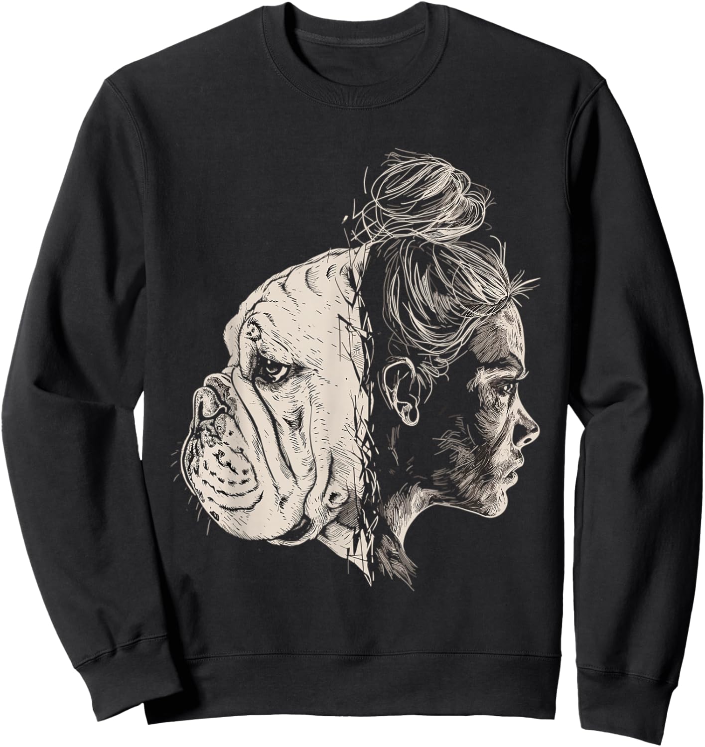 English Bulldog Mom Dog Art Mother's Day Sweatshirt - Sweatshirt | Black
