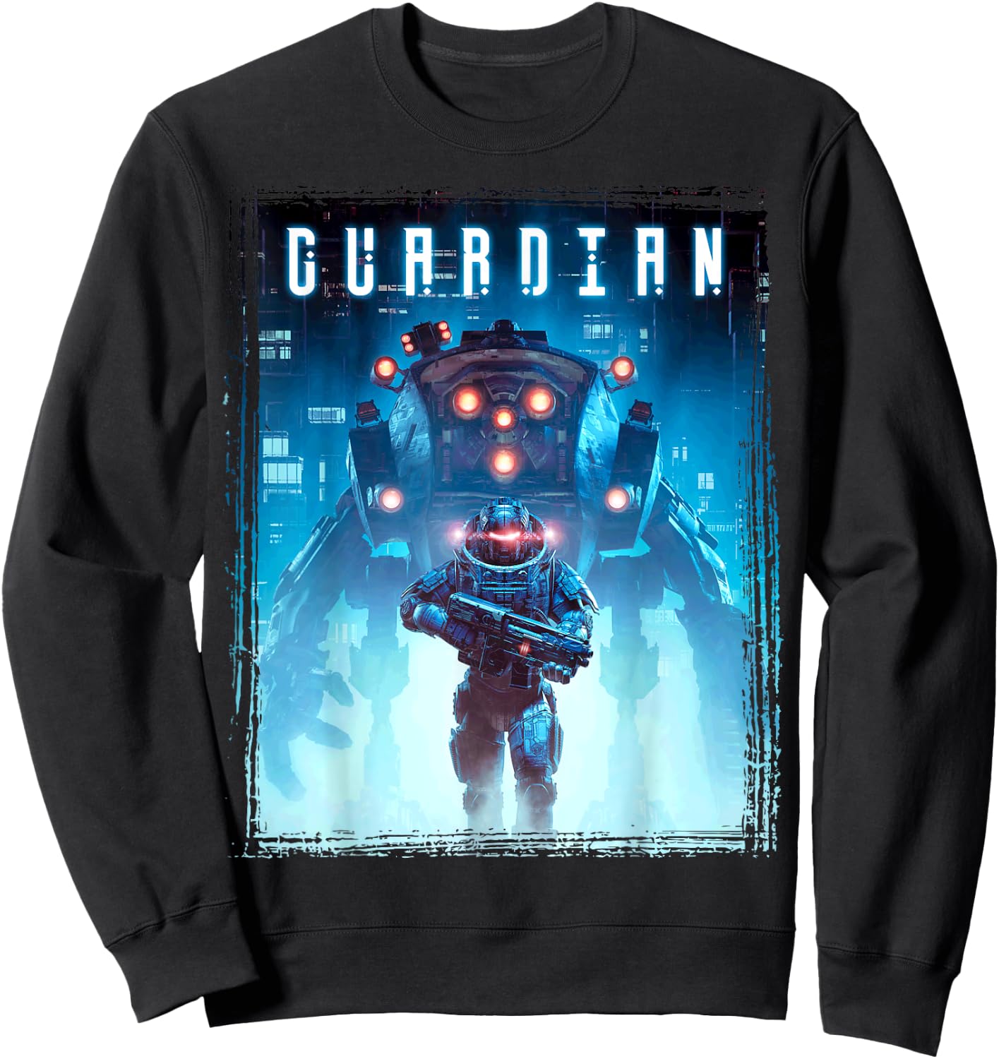 Science Fiction Cyberpunk Mech Guardian Robot Soldat Gamer Sweatshirt - Sweatshirt | Black