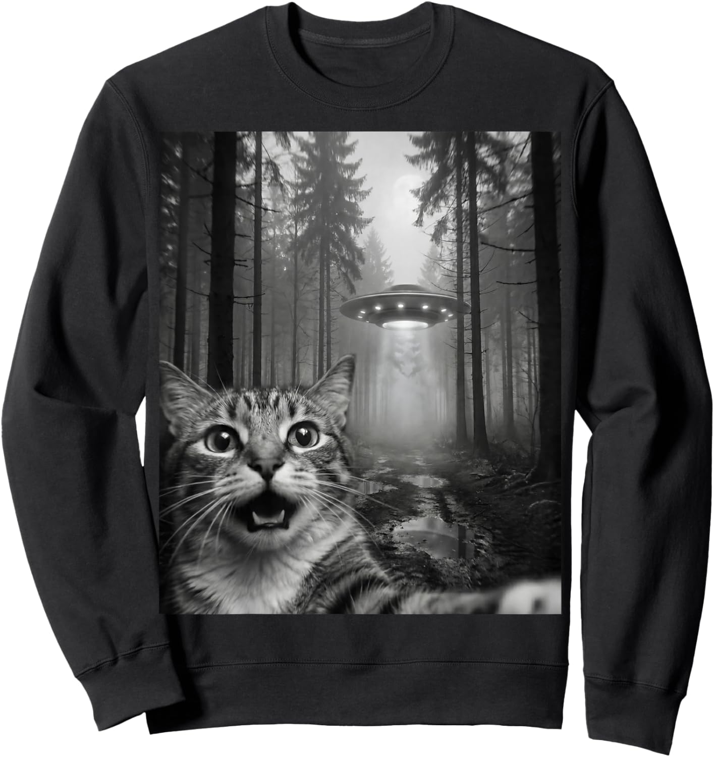 Chat Témoin OVNI Humour Paranormal Rencontre Insolite Sweatshirt - Sweatshirt | Black