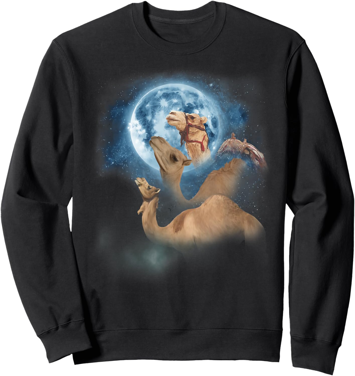 Funny Camel Shirt - Howling at the Moon Camel Sweatshirt - Sweatshirt | Black