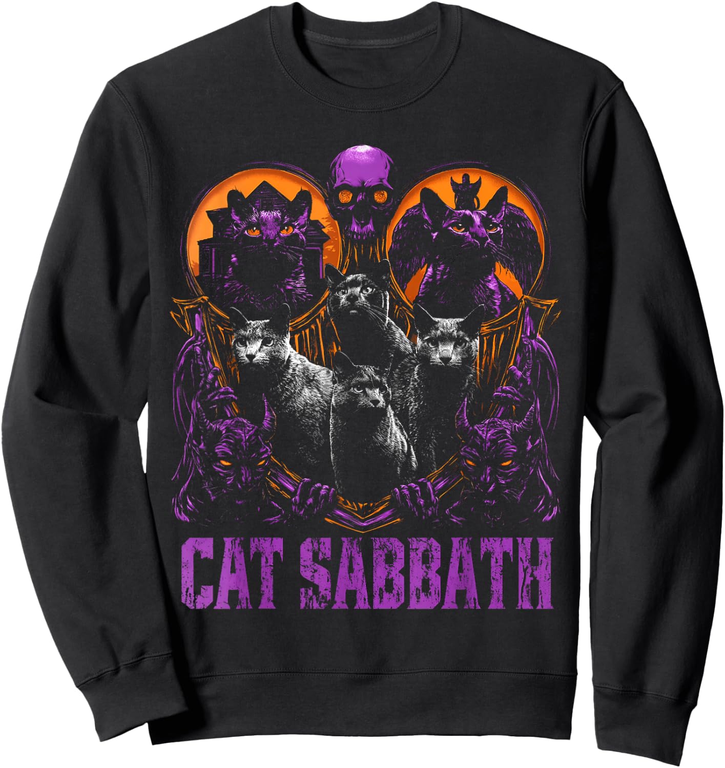 Cat Sabbath Feline Heavy Rock Band Parody Rock Music Sweatshirt - Sweatshirt | Black