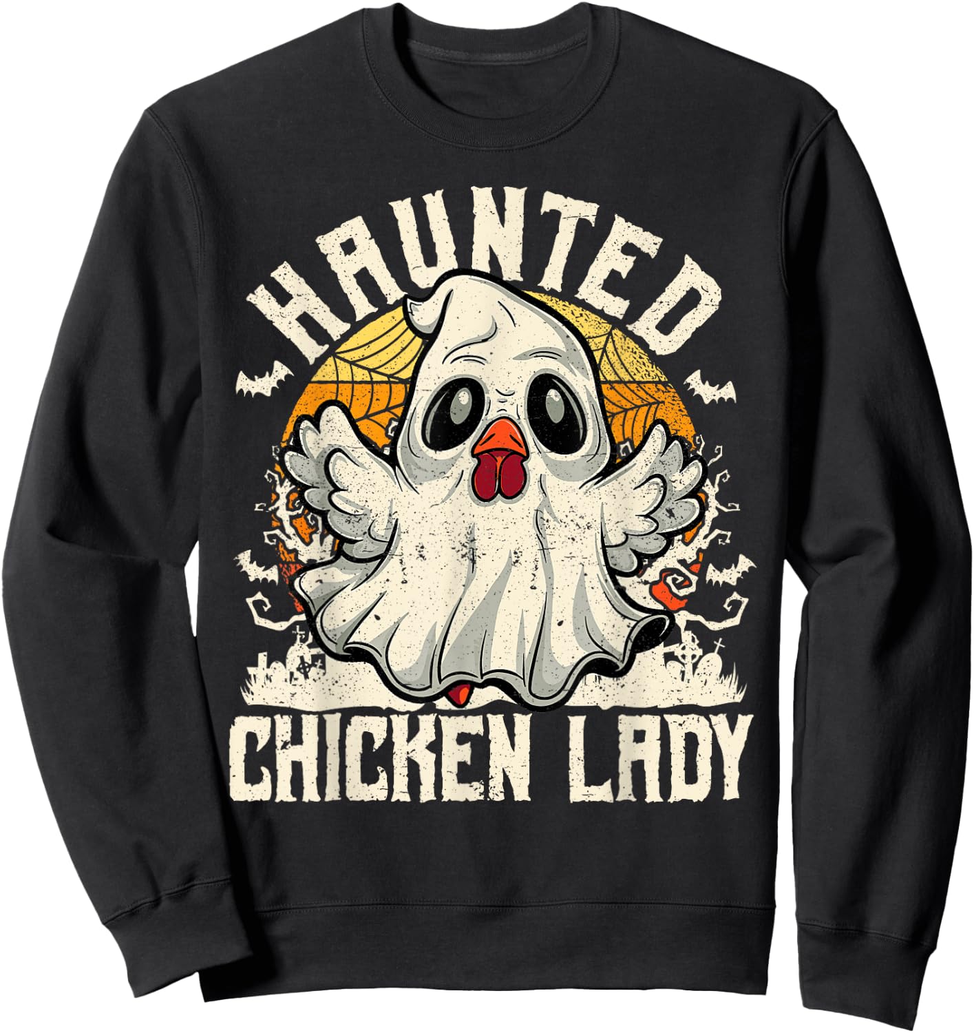 Haunted Chicken Lady Halloween Chicken Women Sweatshirt - Sweatshirt | Black
