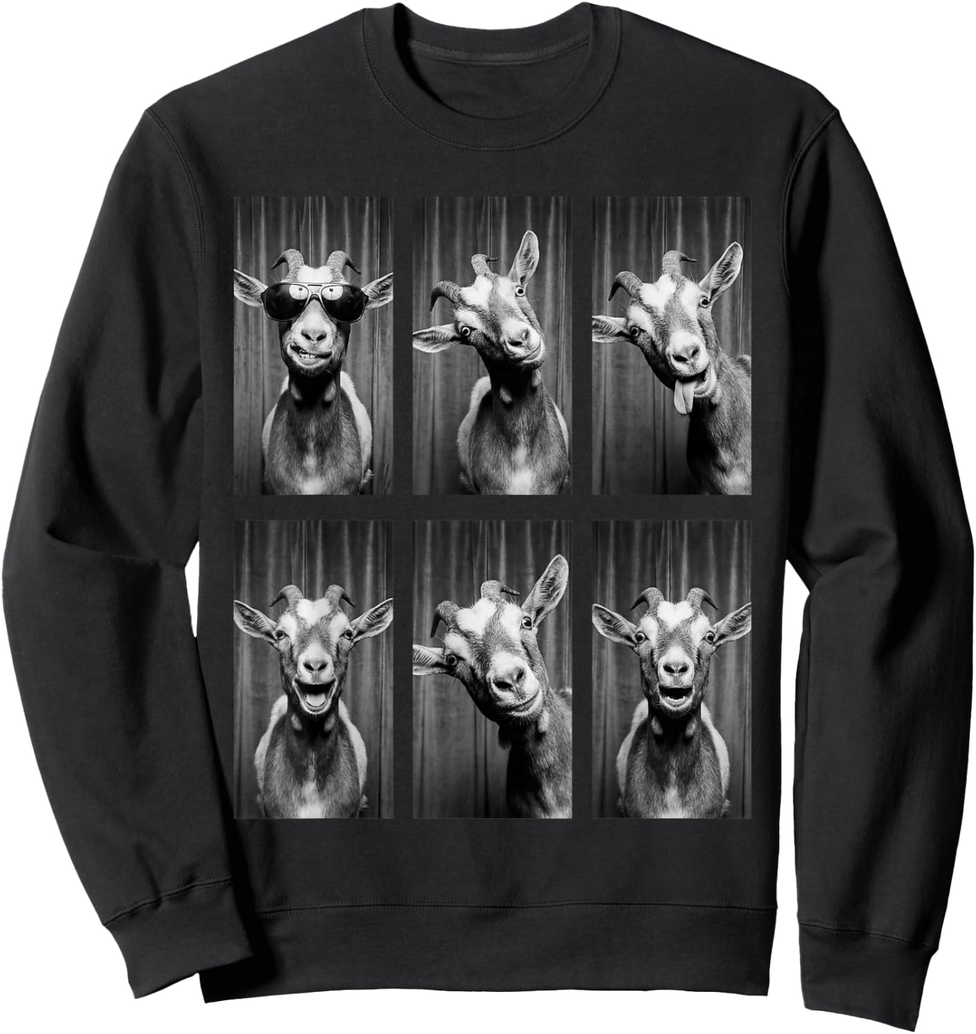 Goat Photobooth Funny Farm Animal Portrait Sweatshirt - Sweatshirt | Black