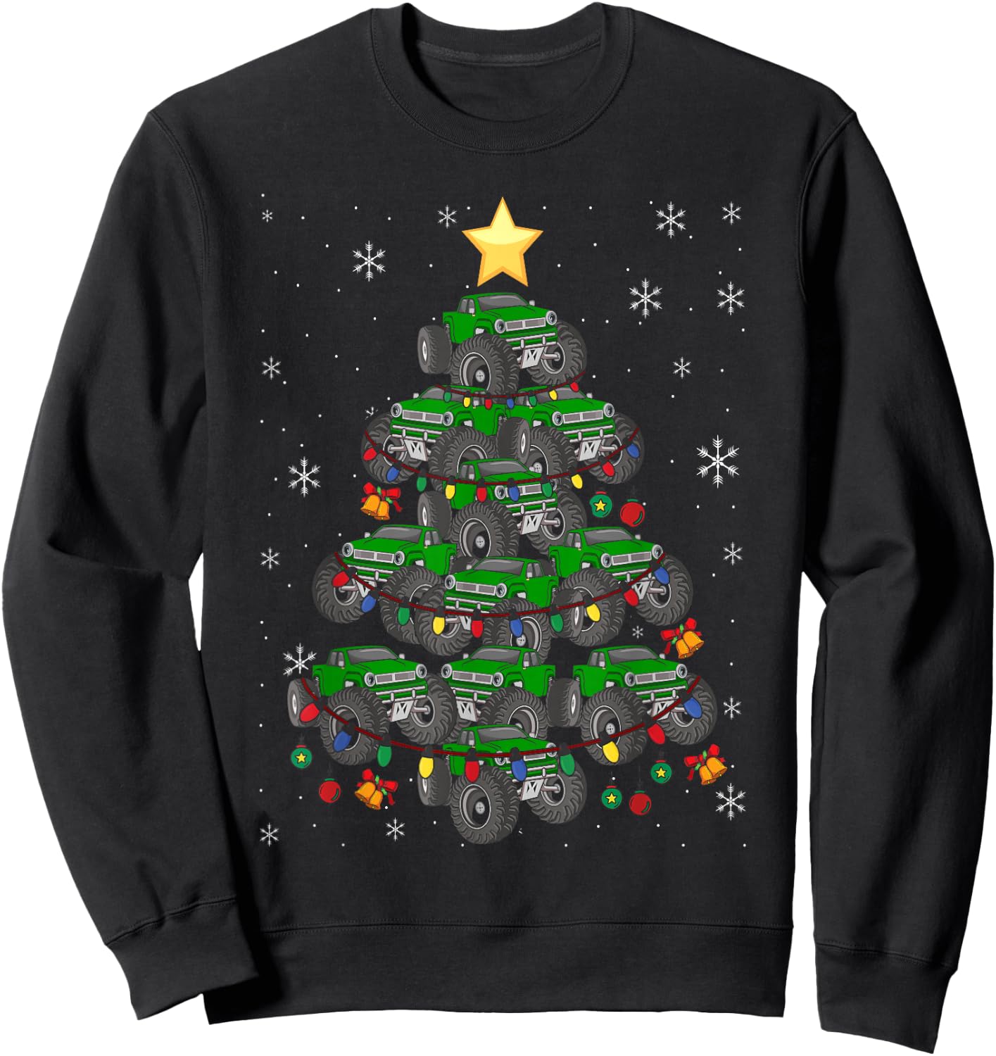 Monster Truck Christmas Tree Xmas Boys Toddler Kids Sweatshirt - Sweatshirt | Black